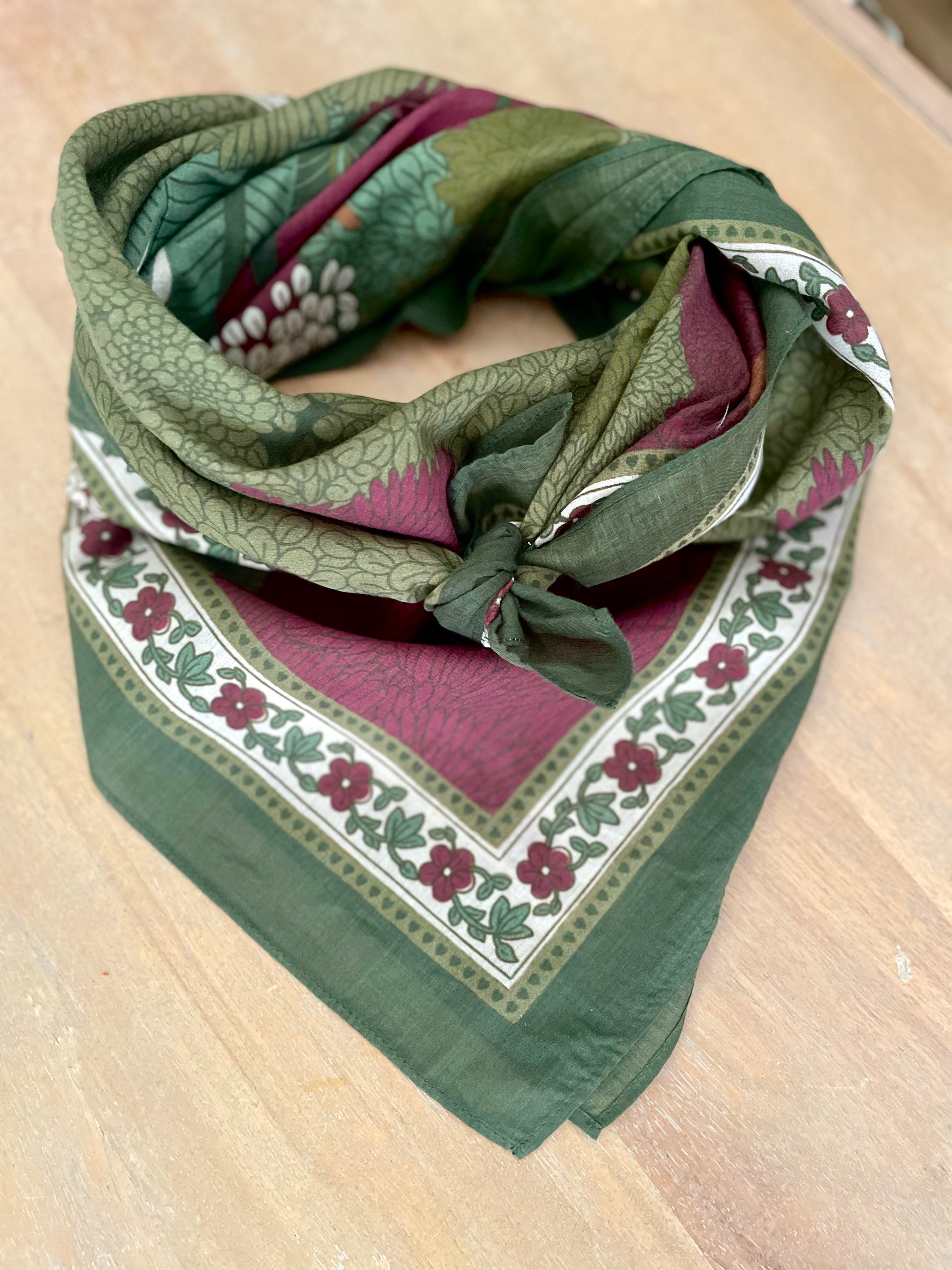 Grand foulard coton buda kaki