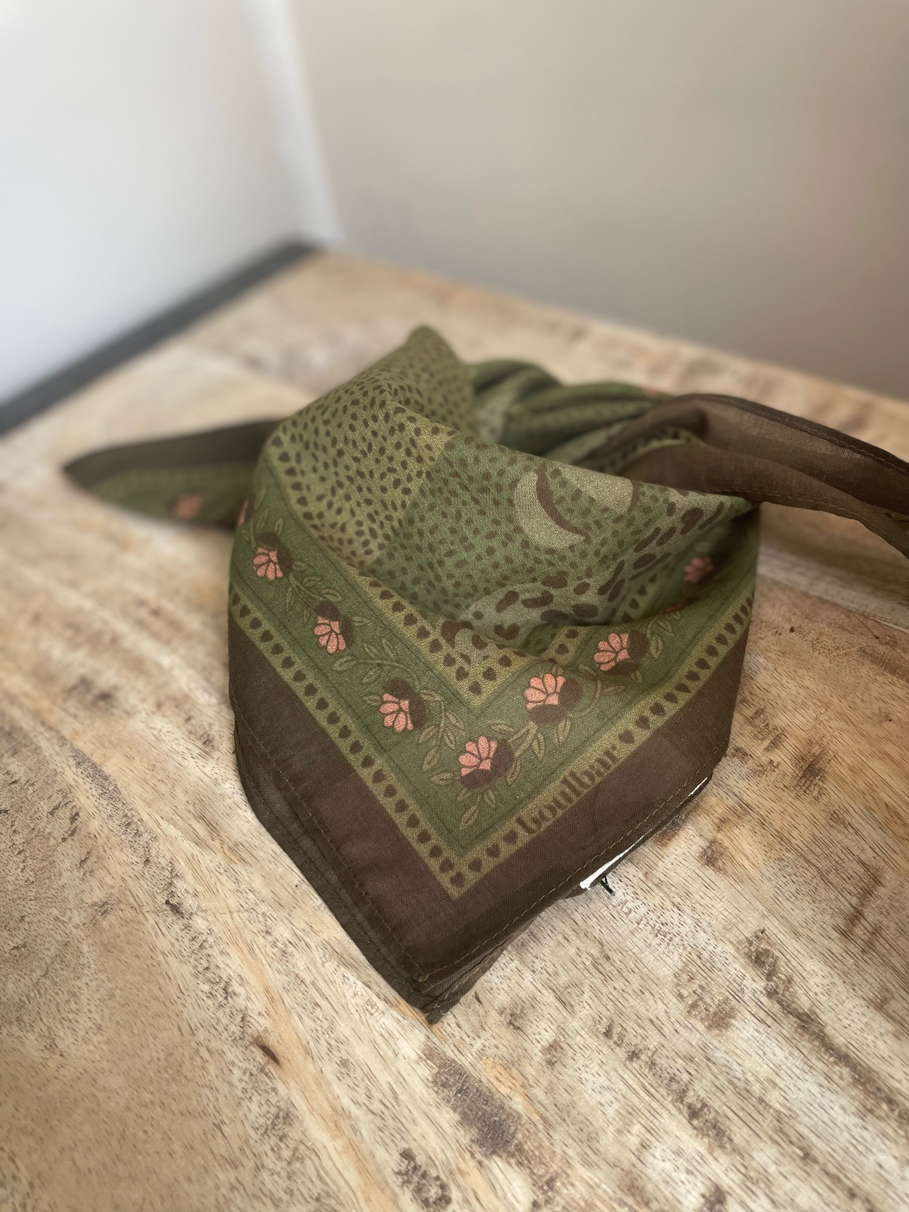 Petit foulard coton - Léopards kaki