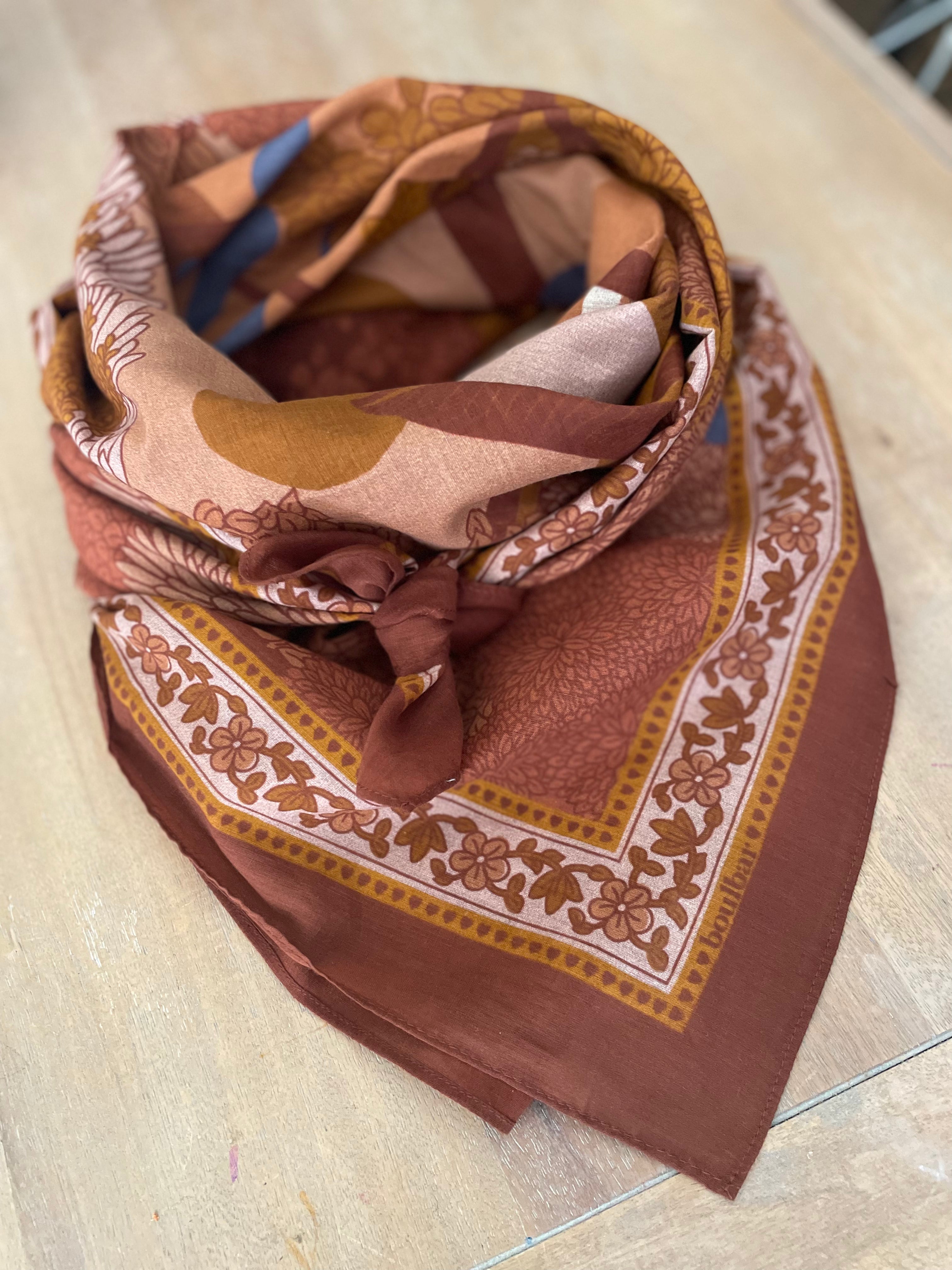Grand foulard coton buda camel
