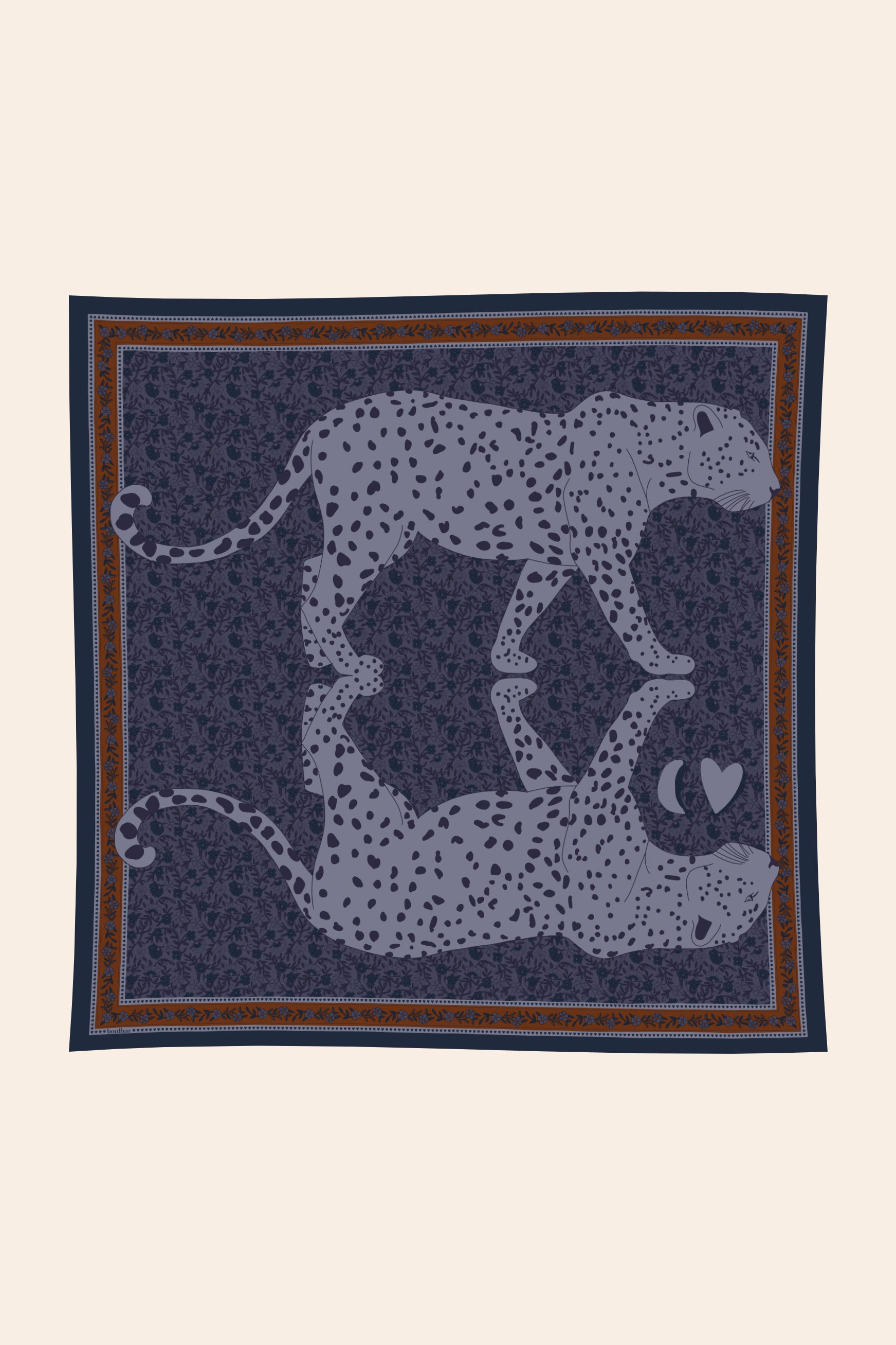 Grand foulard coton - Léopards Keya bleu