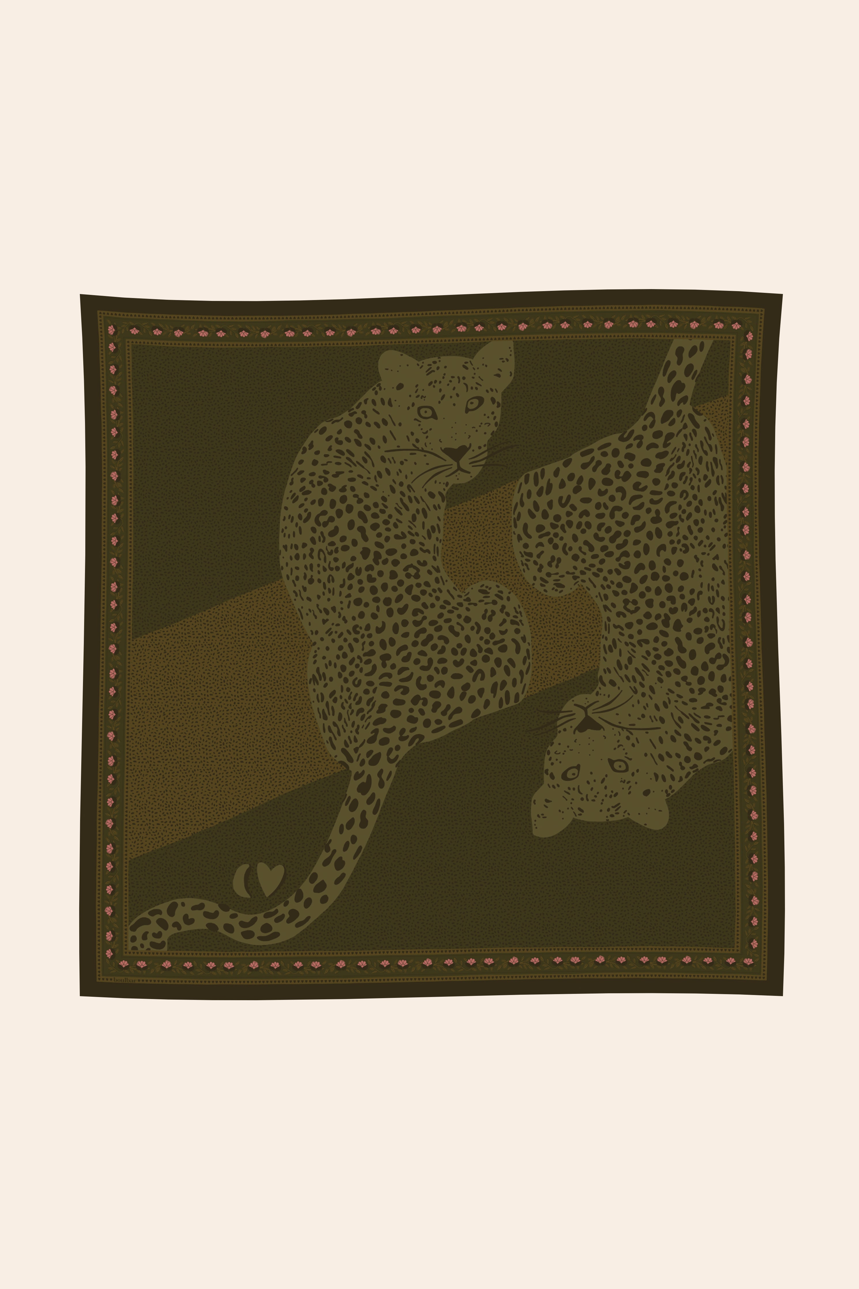 Grand foulard coton - Léopards kaki