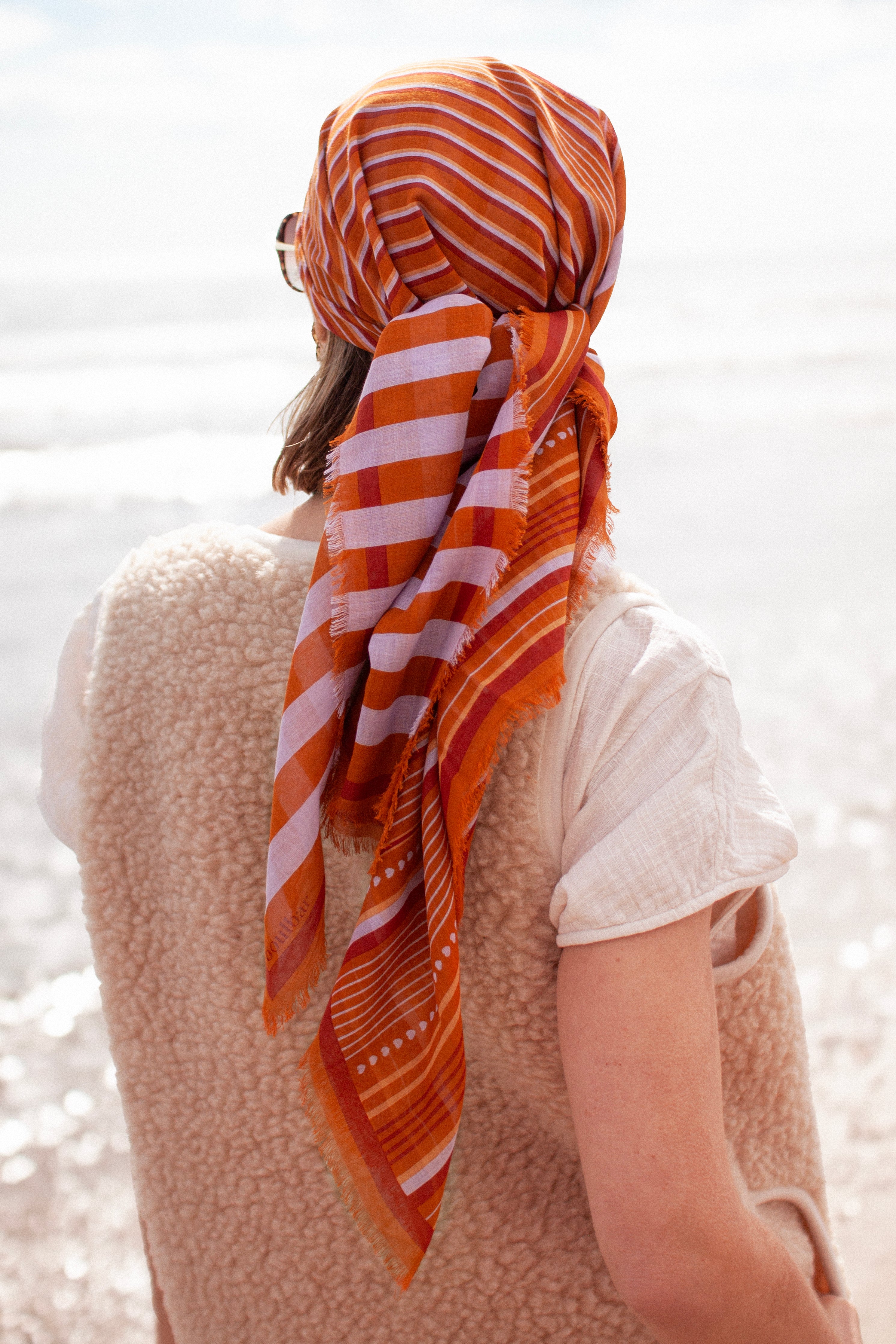 Foulard coton bio - Lines - Caramel