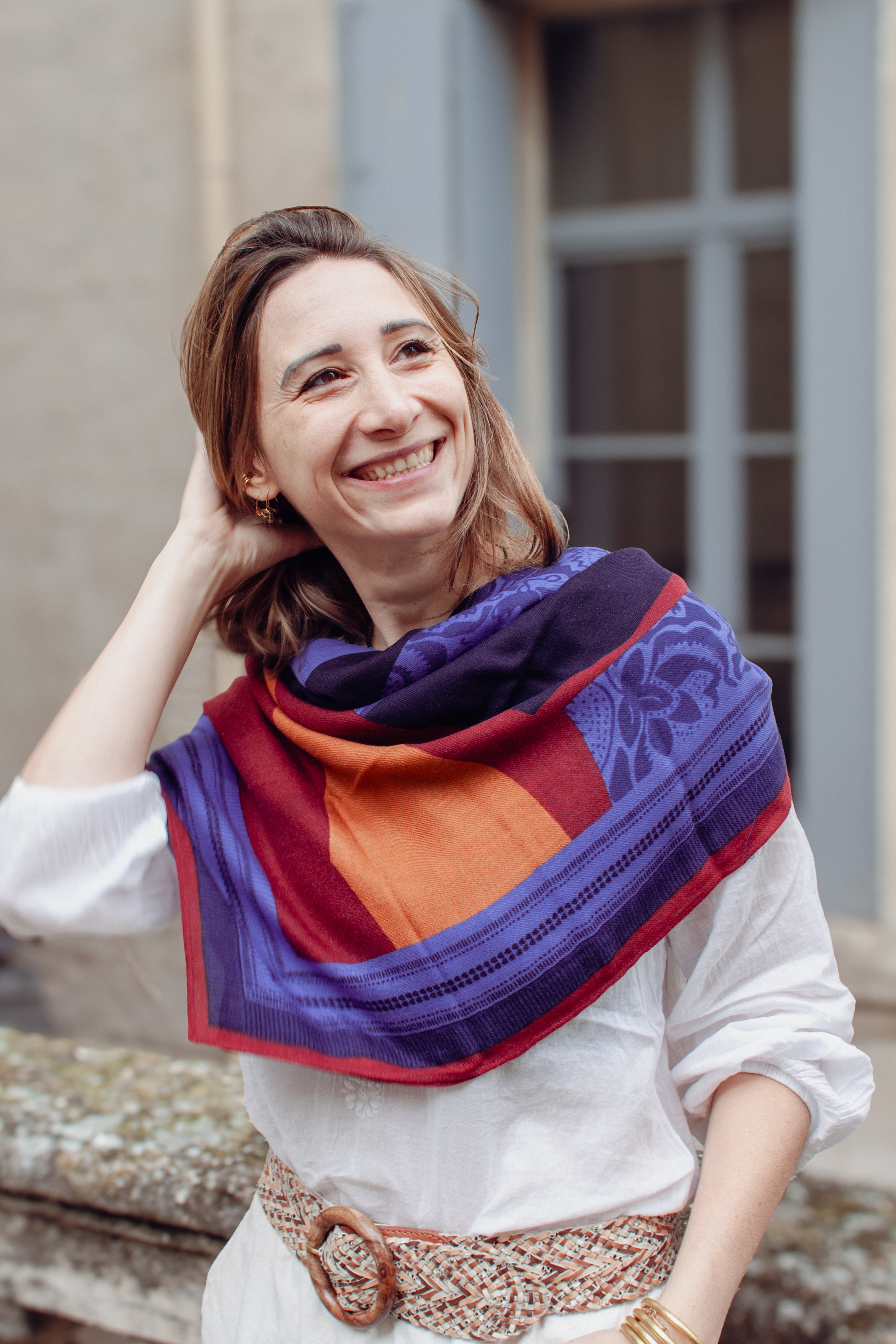 Foulard Laine - Lotus - Bleu