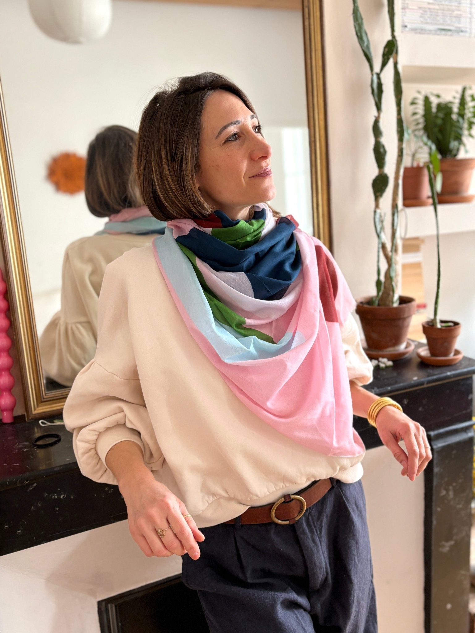 Echarpe coton bio l'indienne - rose - boulbar.fr