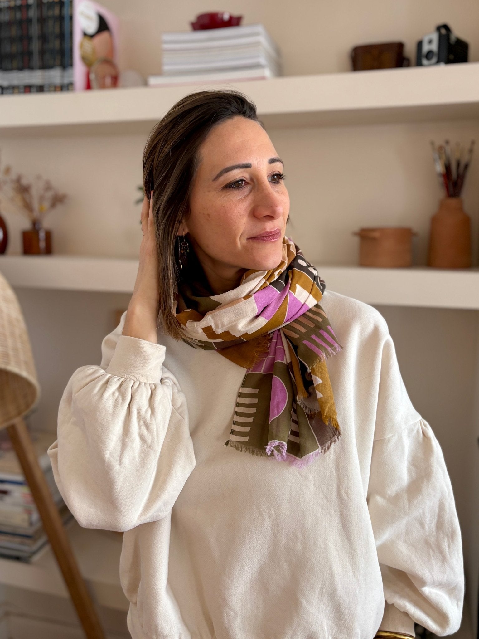 Echarpe coton bio pop - camel - boulbar.fr