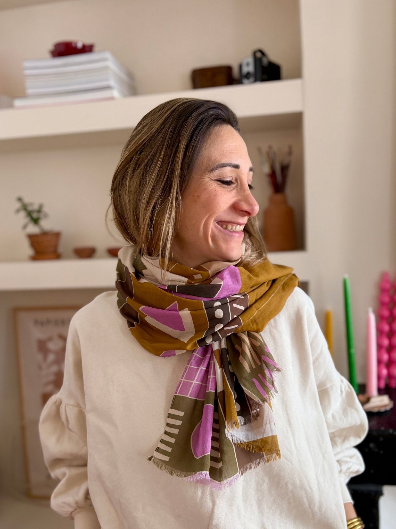 Echarpe coton bio pop - camel - boulbar.fr