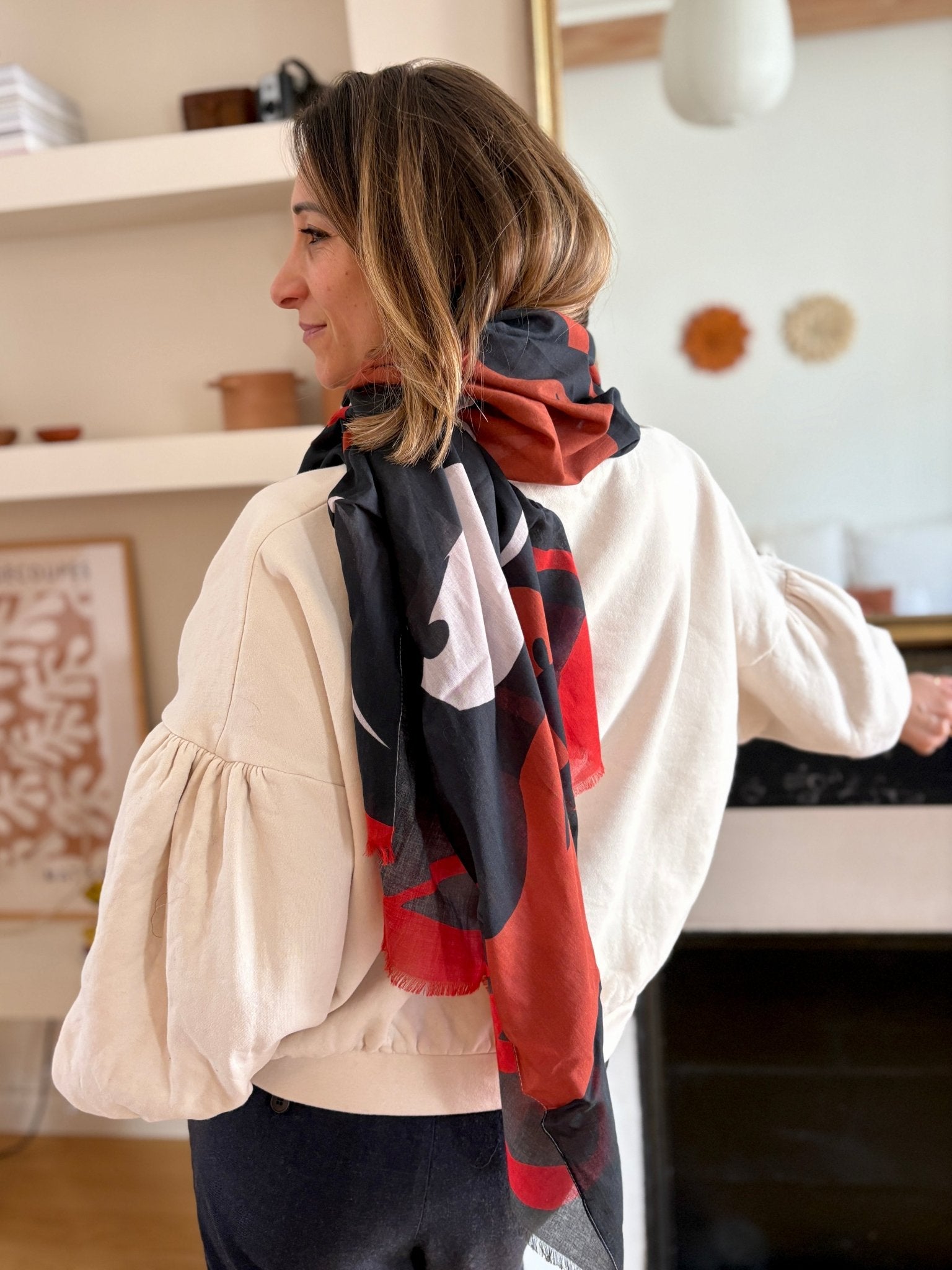 Echarpe coton bio vertige brun - boulbar.fr