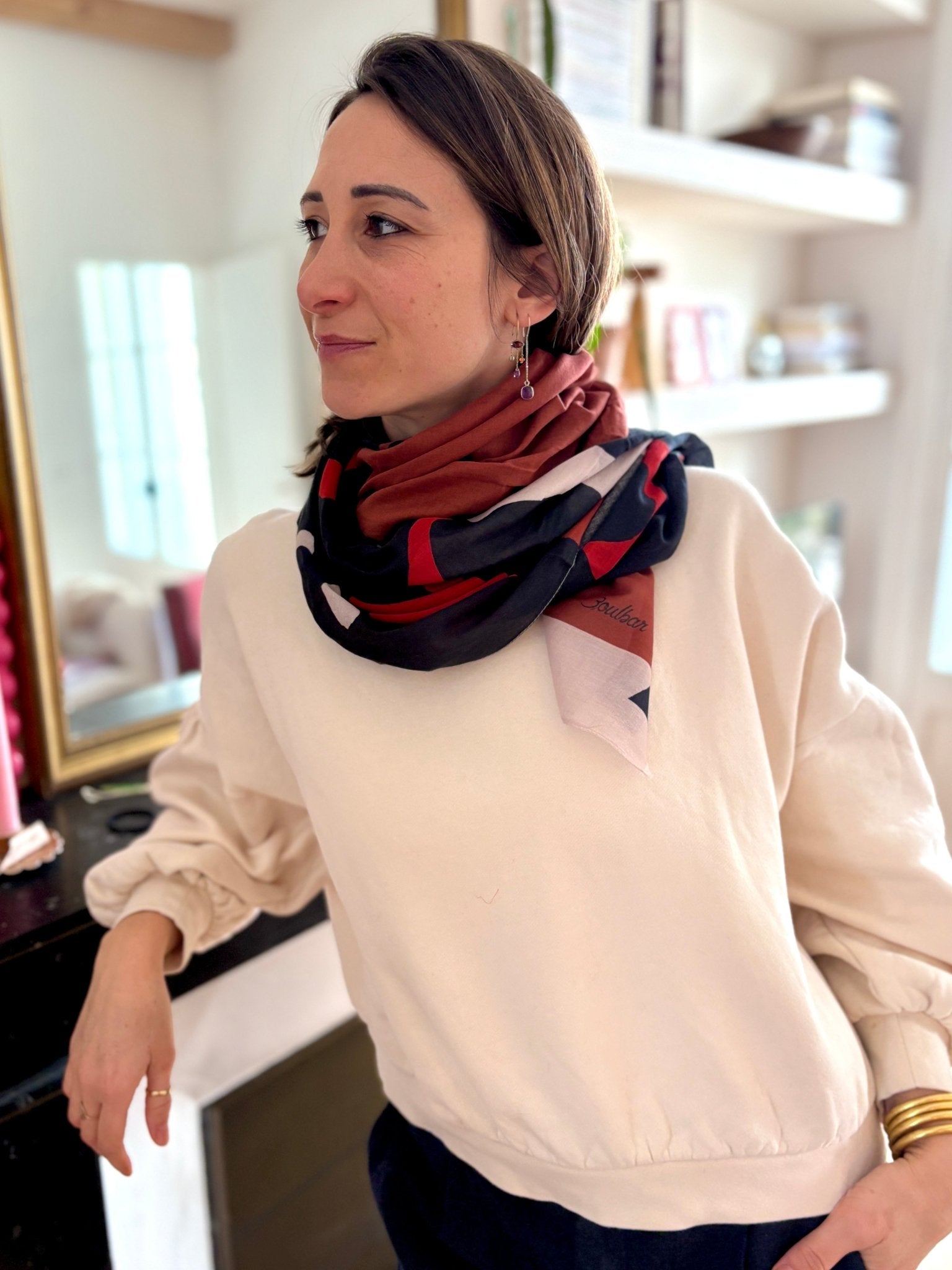 Echarpe coton bio vertige brun - boulbar.fr