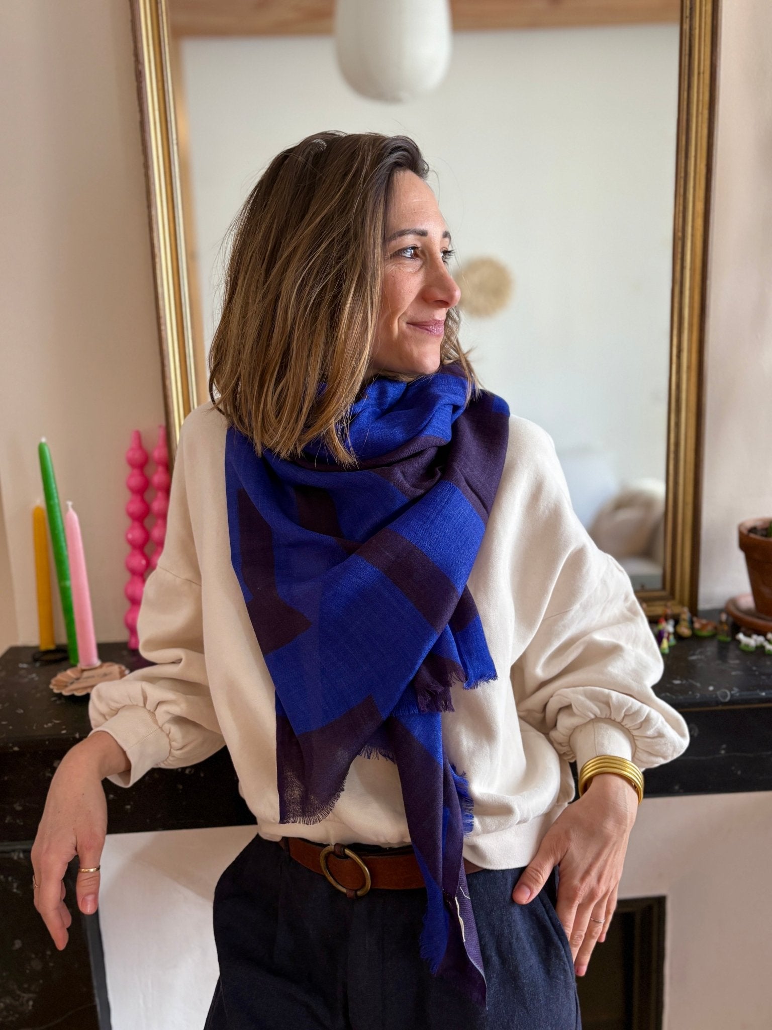 Écharpe Laine - Typo - bleu - boulbar.fr