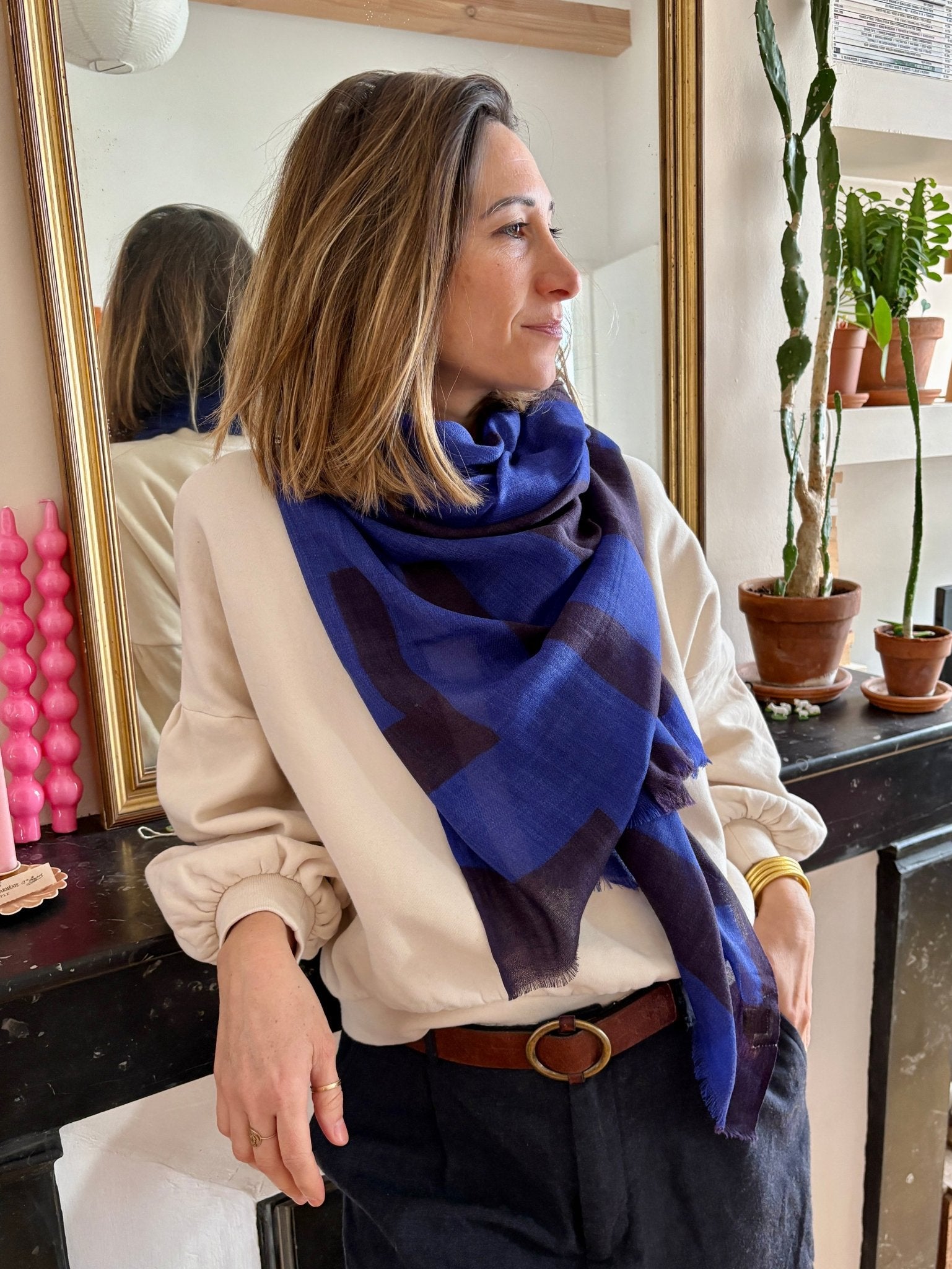 Écharpe Laine - Typo - bleu - boulbar.fr