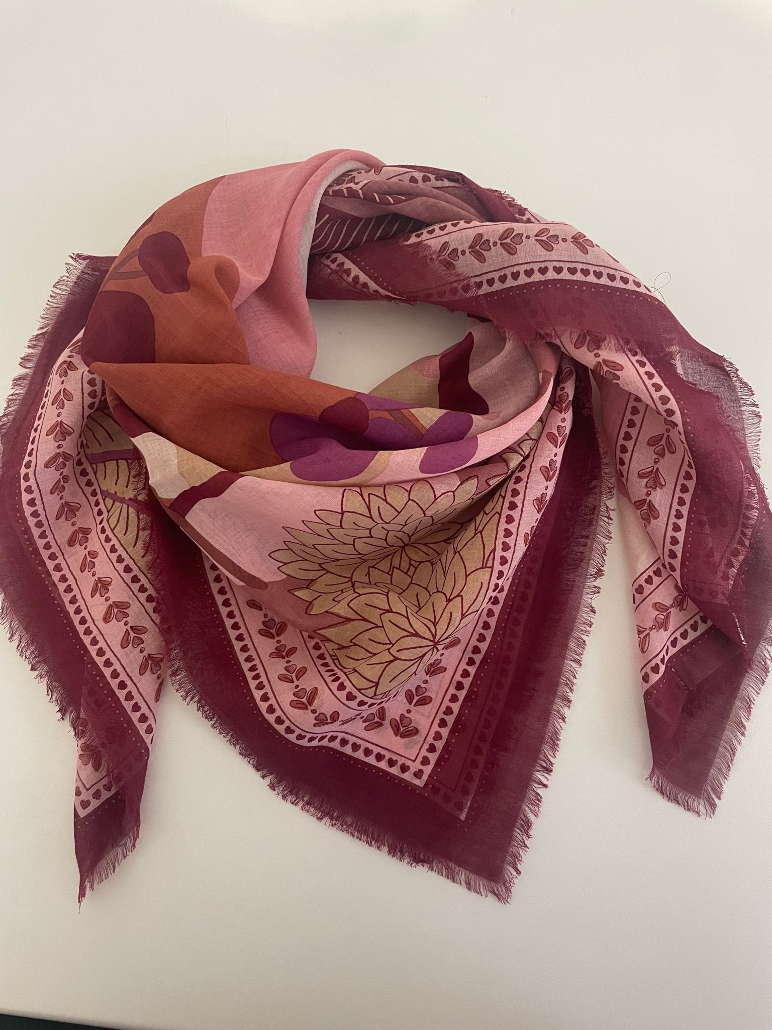 Foulard coton bio Kumily rose - boulbar.fr