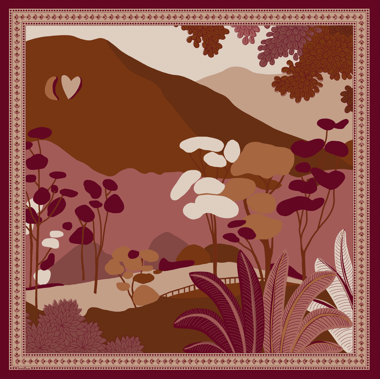 Foulard coton bio Kumily rose - boulbar.fr