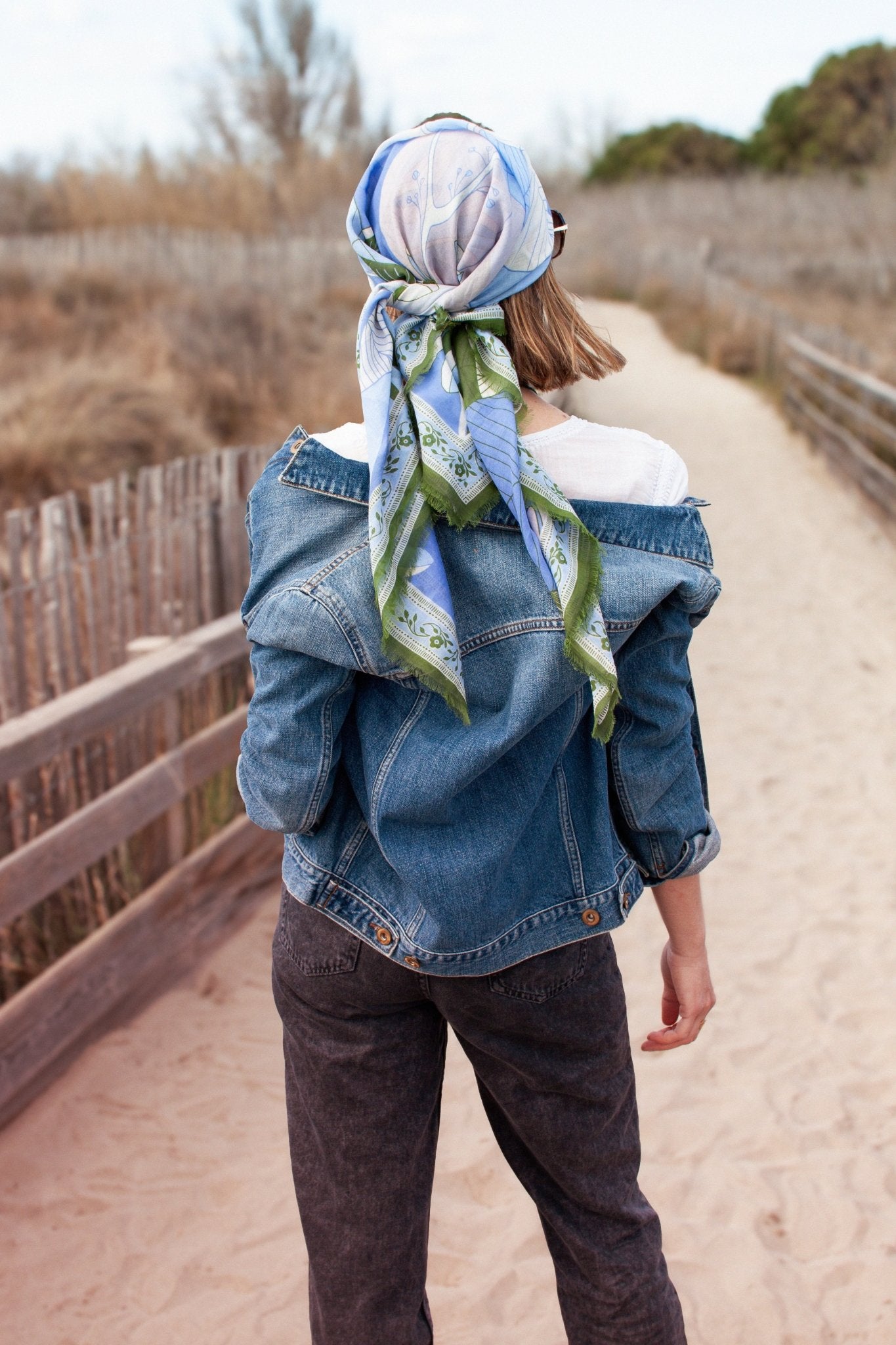 Foulard coton bio - Leaves - Lavande - boulbar.fr