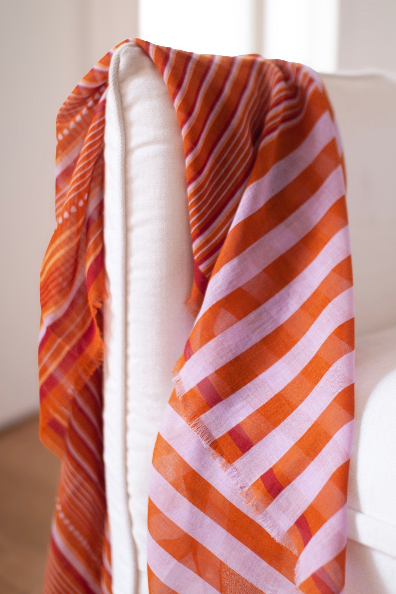 Foulard coton bio - Lines - Caramel - boulbar.fr