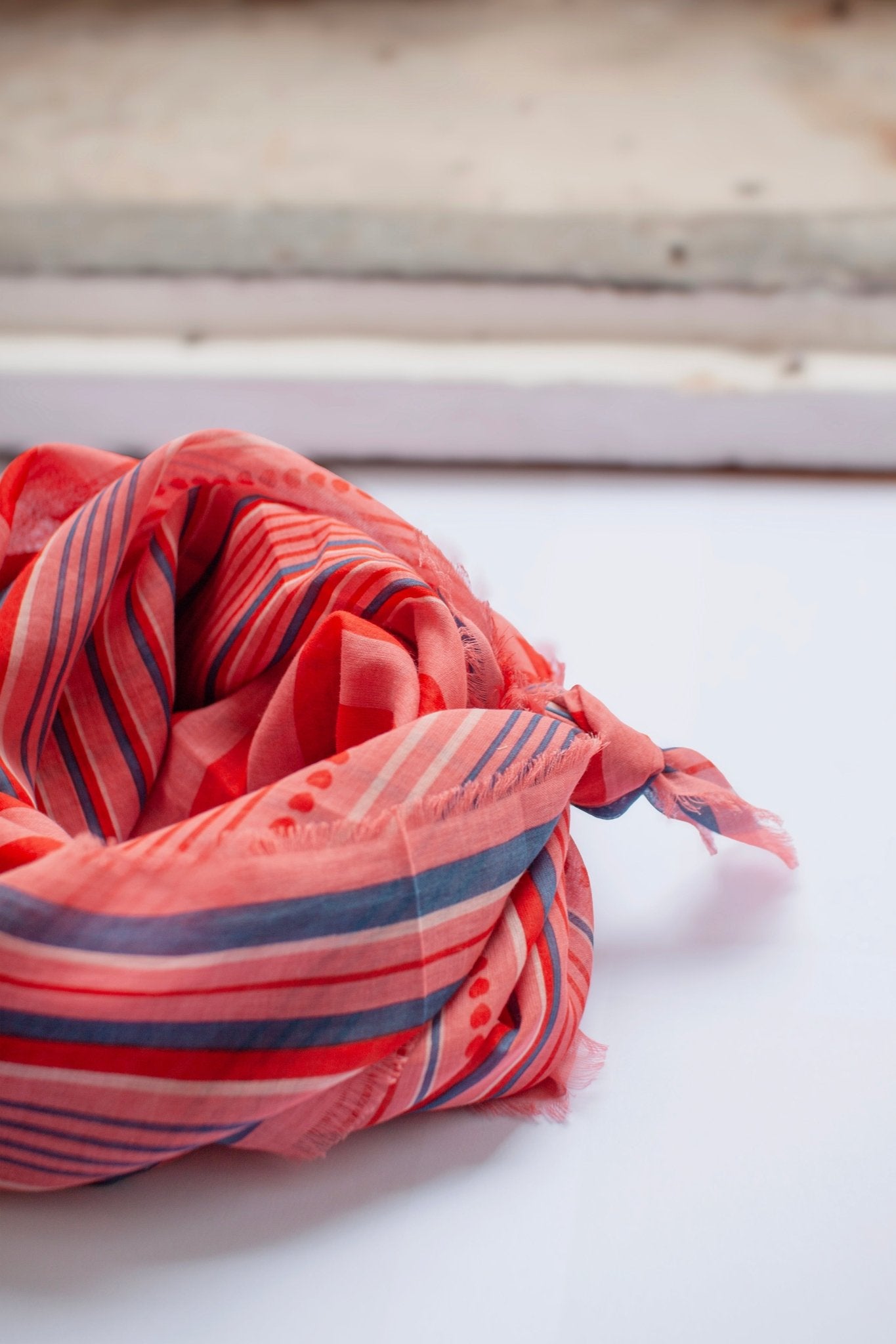 Foulard coton bio - Lines - Rose - boulbar.fr