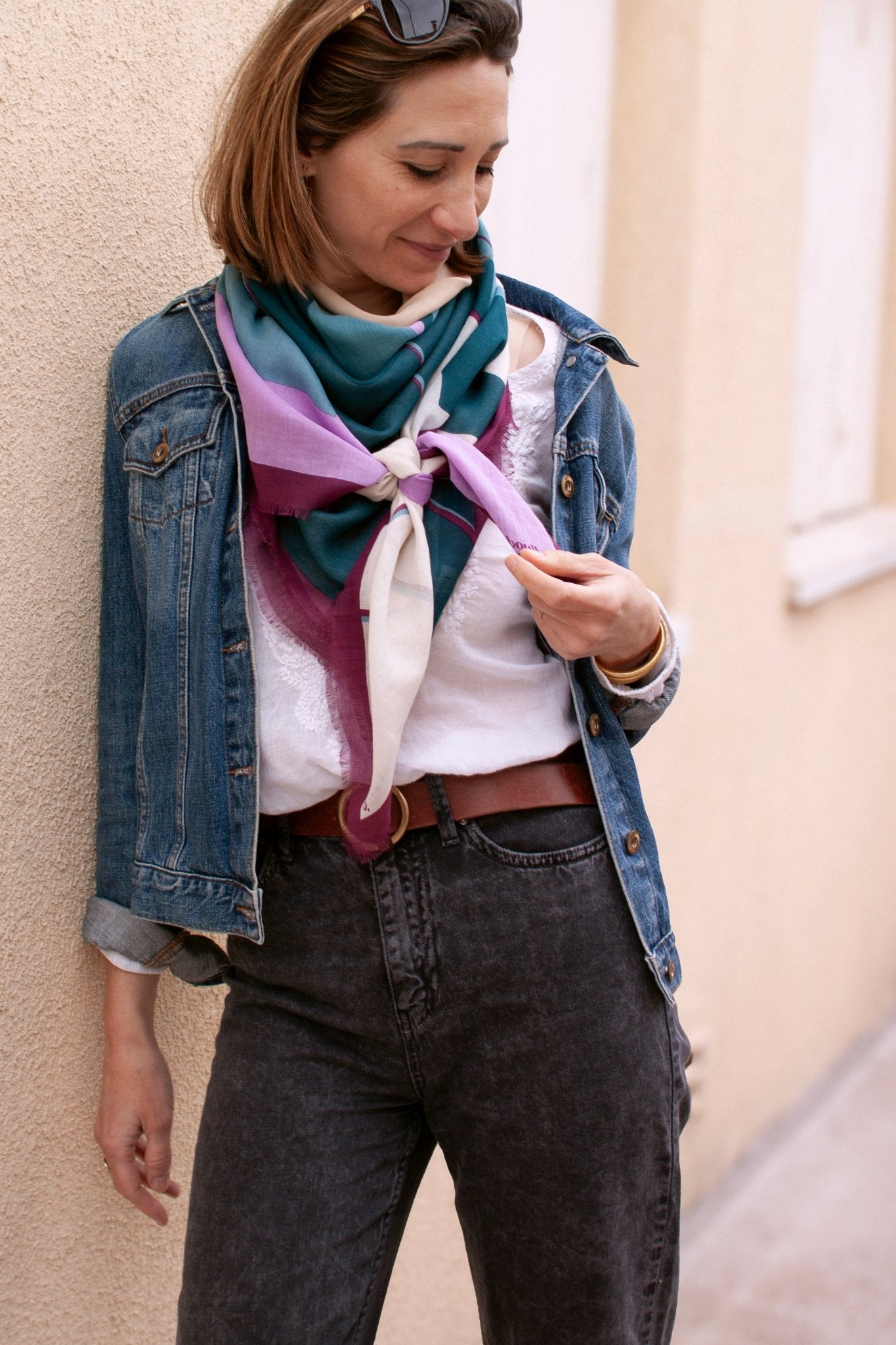 Foulard coton bio - Mur sur Mer - Magenta - boulbar.fr