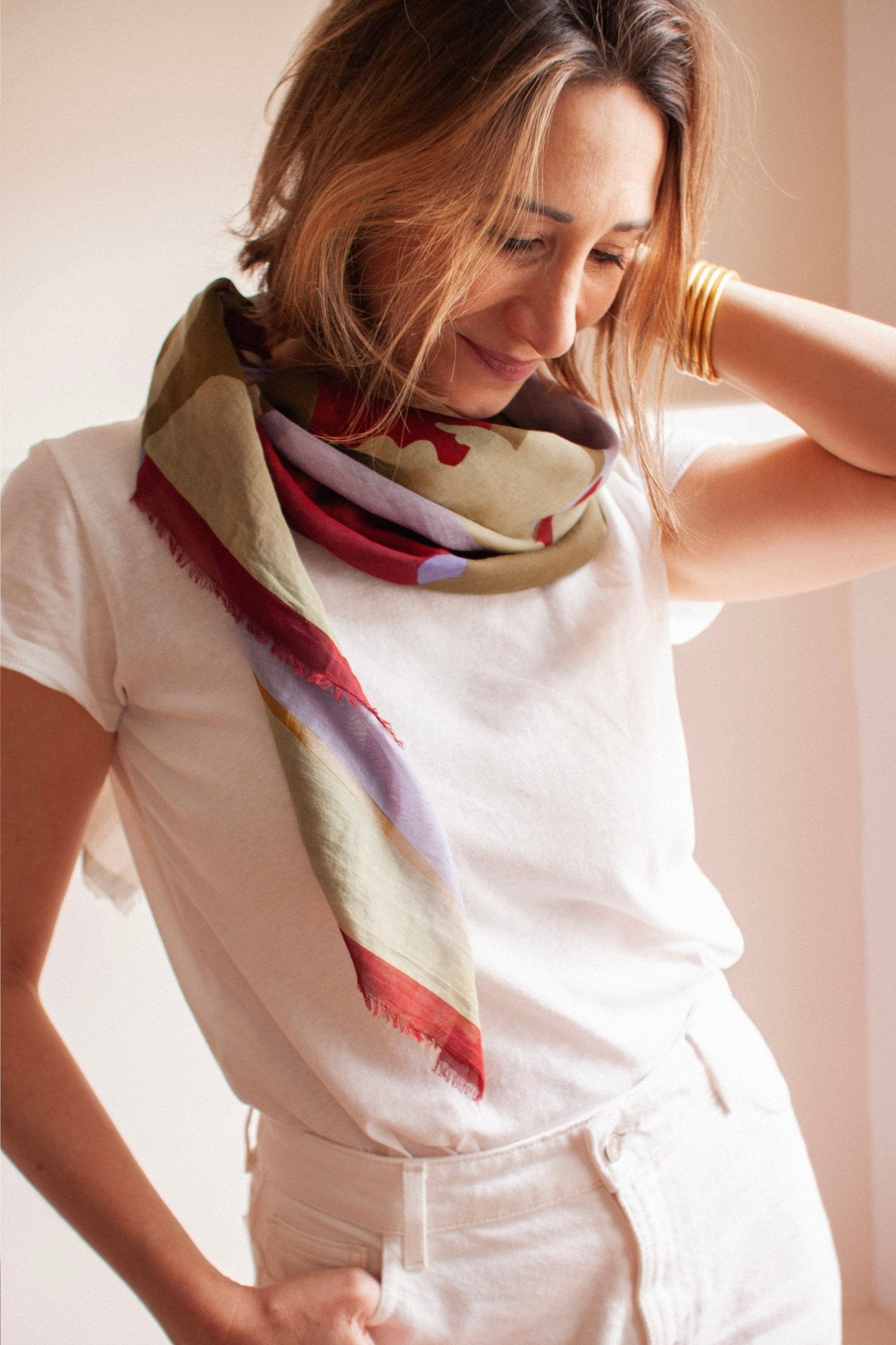 Foulard coton bio - Sunday - Pistache - boulbar.fr