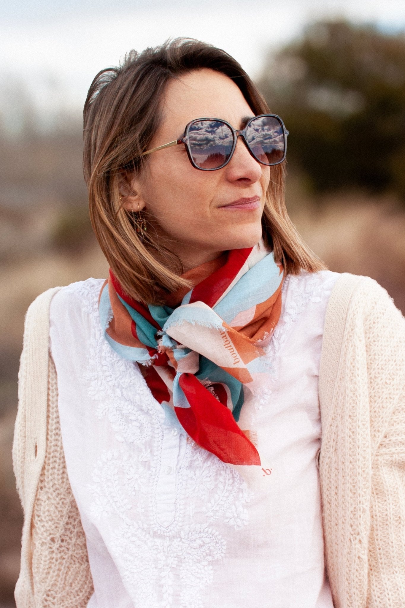 Foulard coton bio - Sunday - Rouge - boulbar.fr