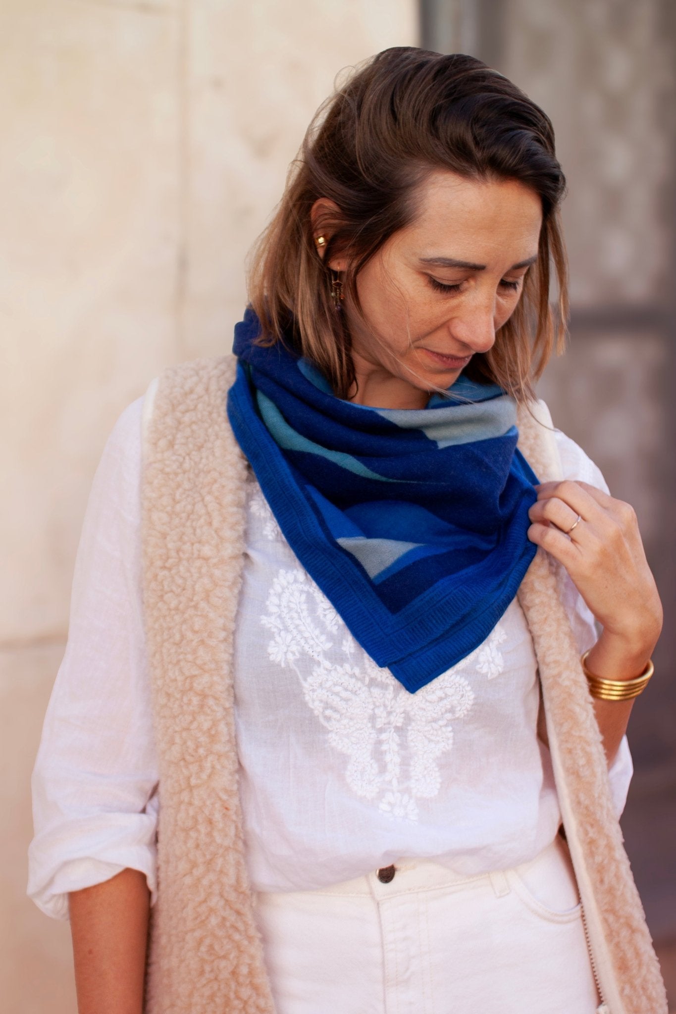 Foulard imprimé 'damier' - BLEU - - 6.00 Foulard imprimé 'damier' - BLEU - - 6.00