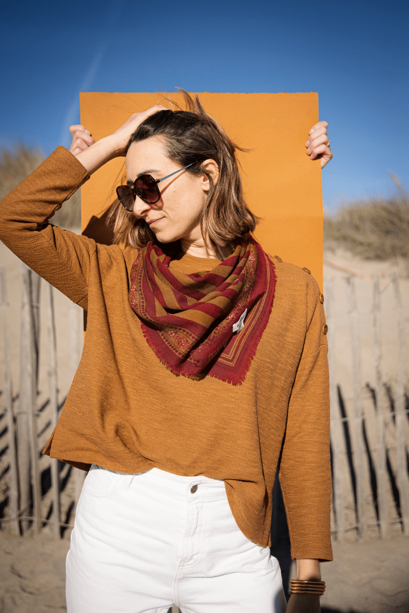 Foulard laine - Lines - Bronze - boulbar.fr