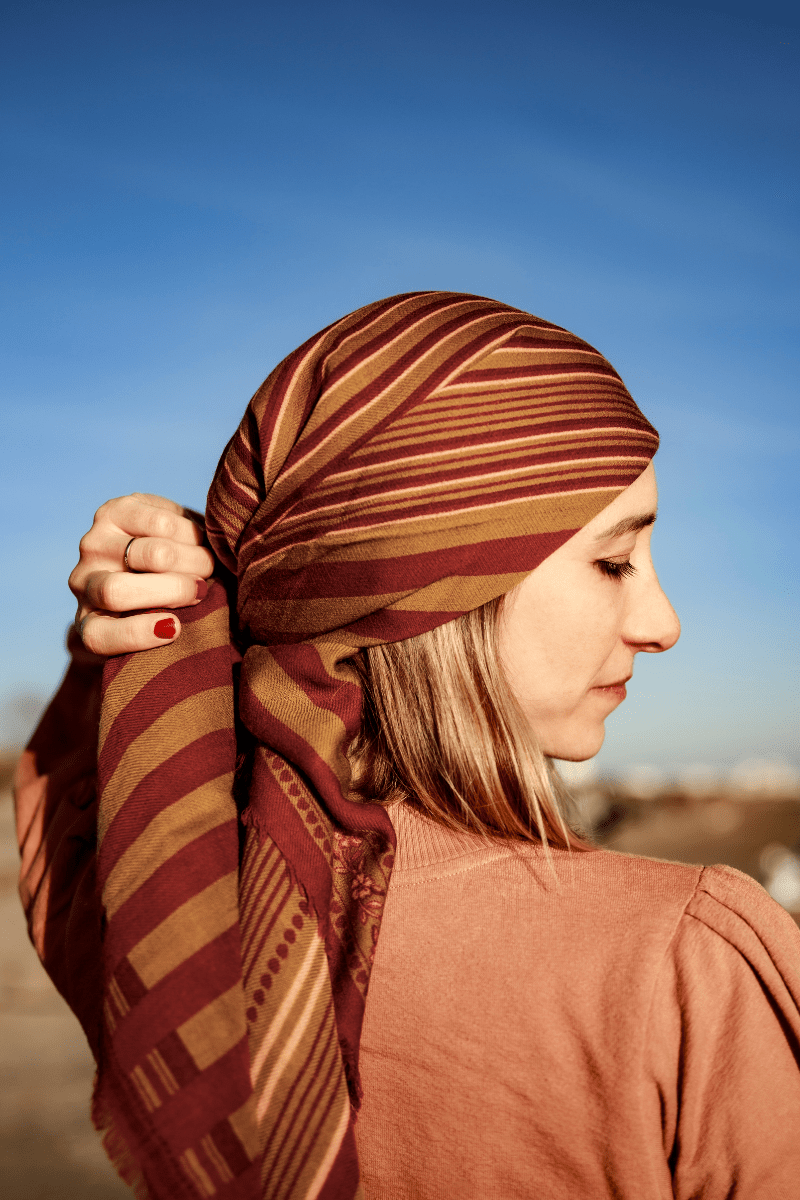 Foulard laine - Lines - Bronze - boulbar.fr