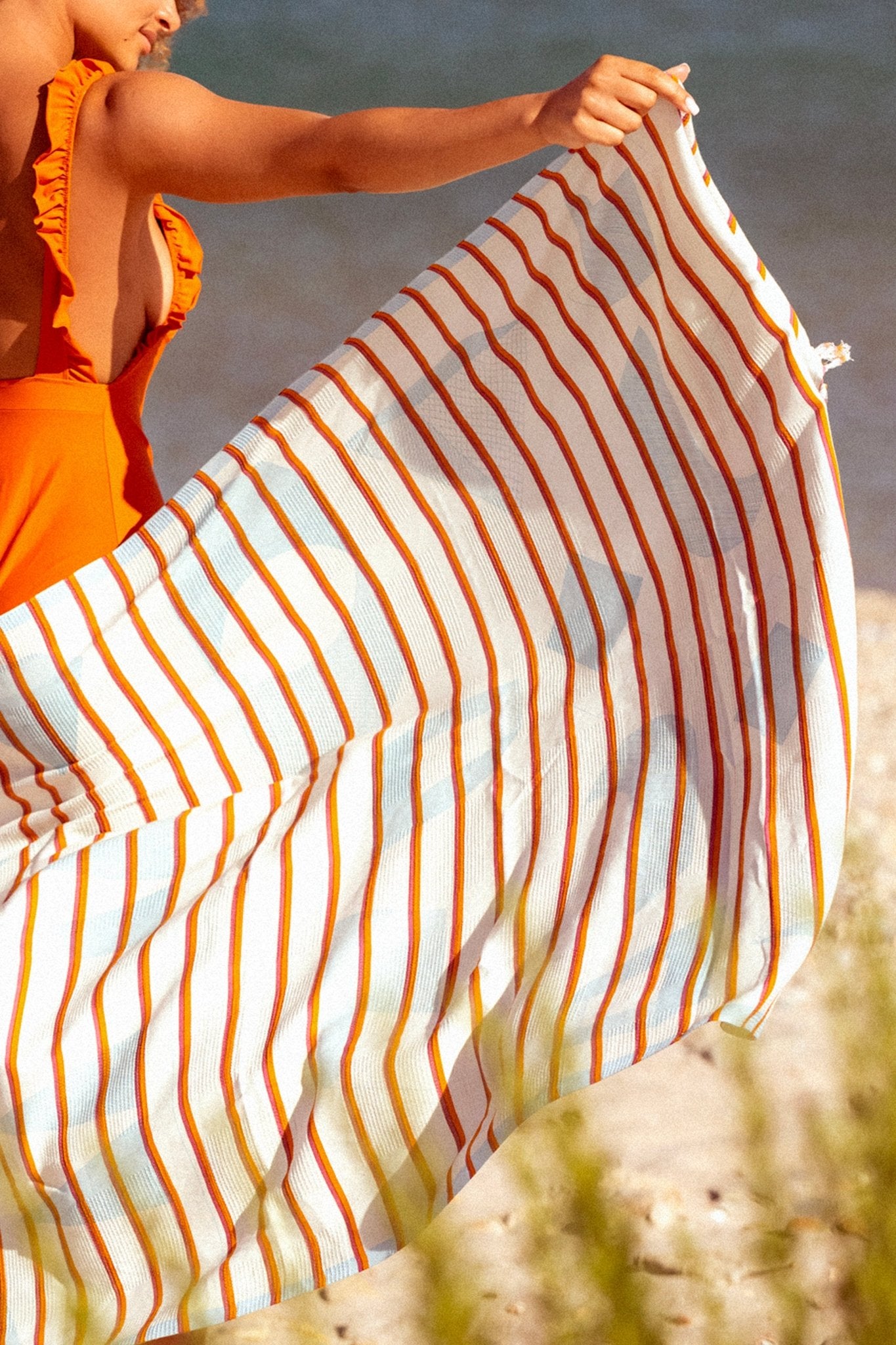 Fouta nid d'abeille - Sens bleu - boulbar.fr