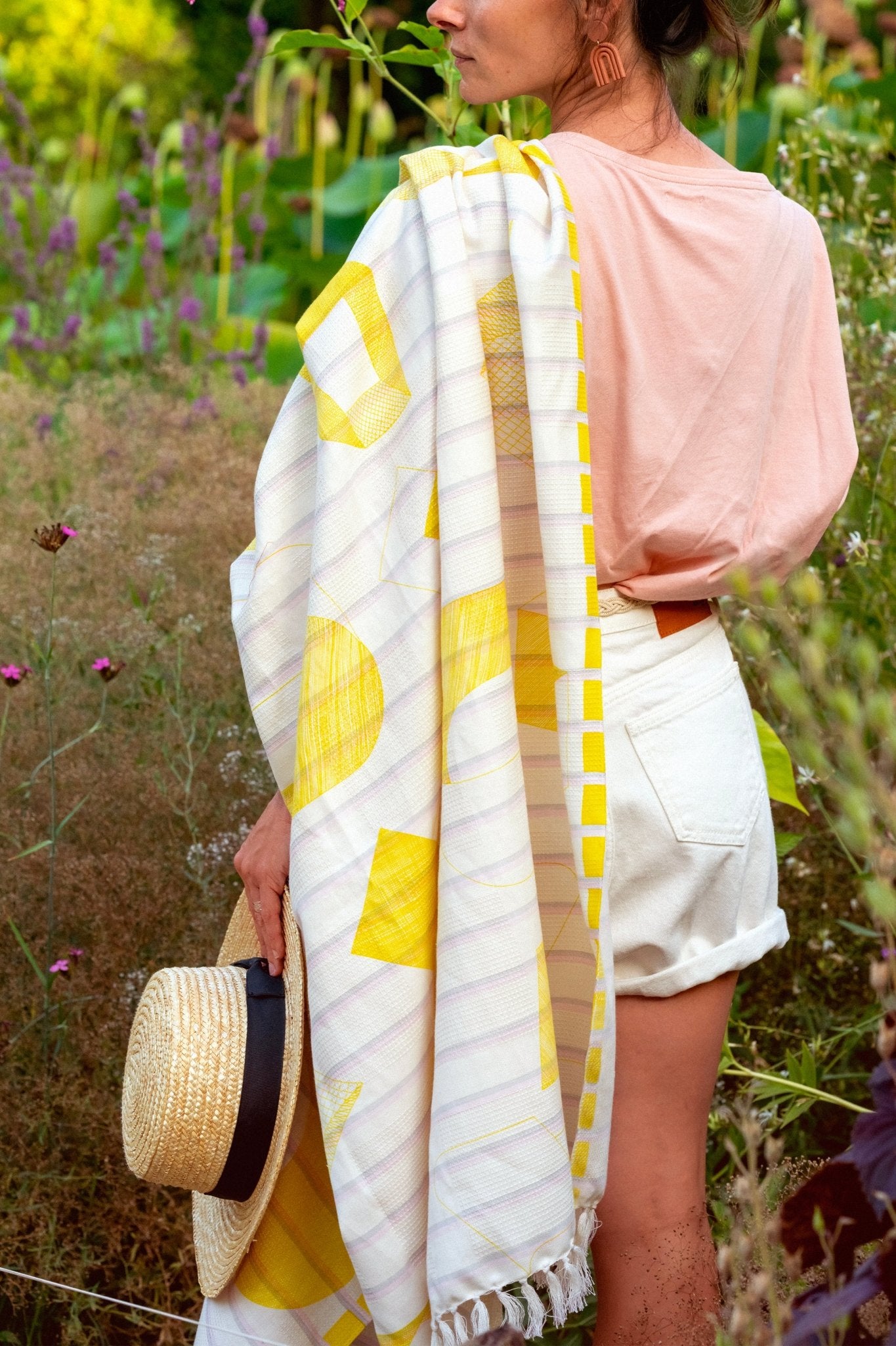 Fouta nid d'abeille - Sens jaune - boulbar.fr