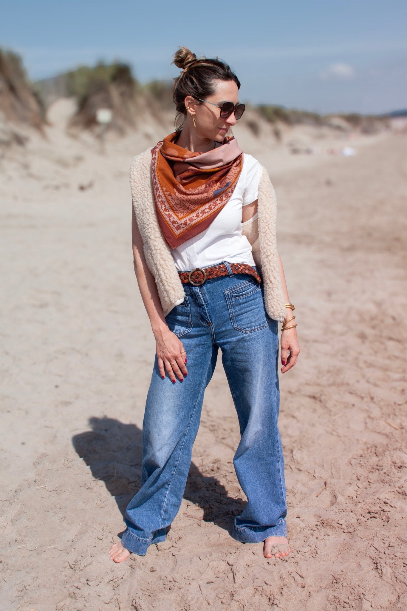 Grand foulard coton buda camel - boulbar.fr