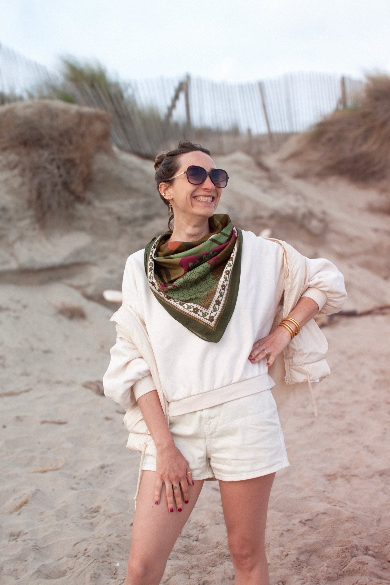 Grand foulard coton buda kaki - boulbar.fr