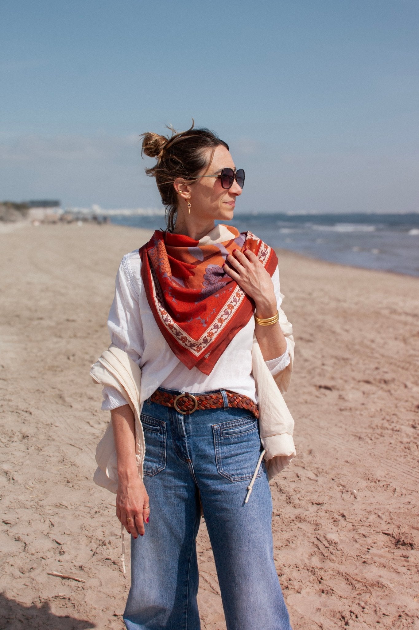 Grand foulard coton buda rouge - boulbar.fr