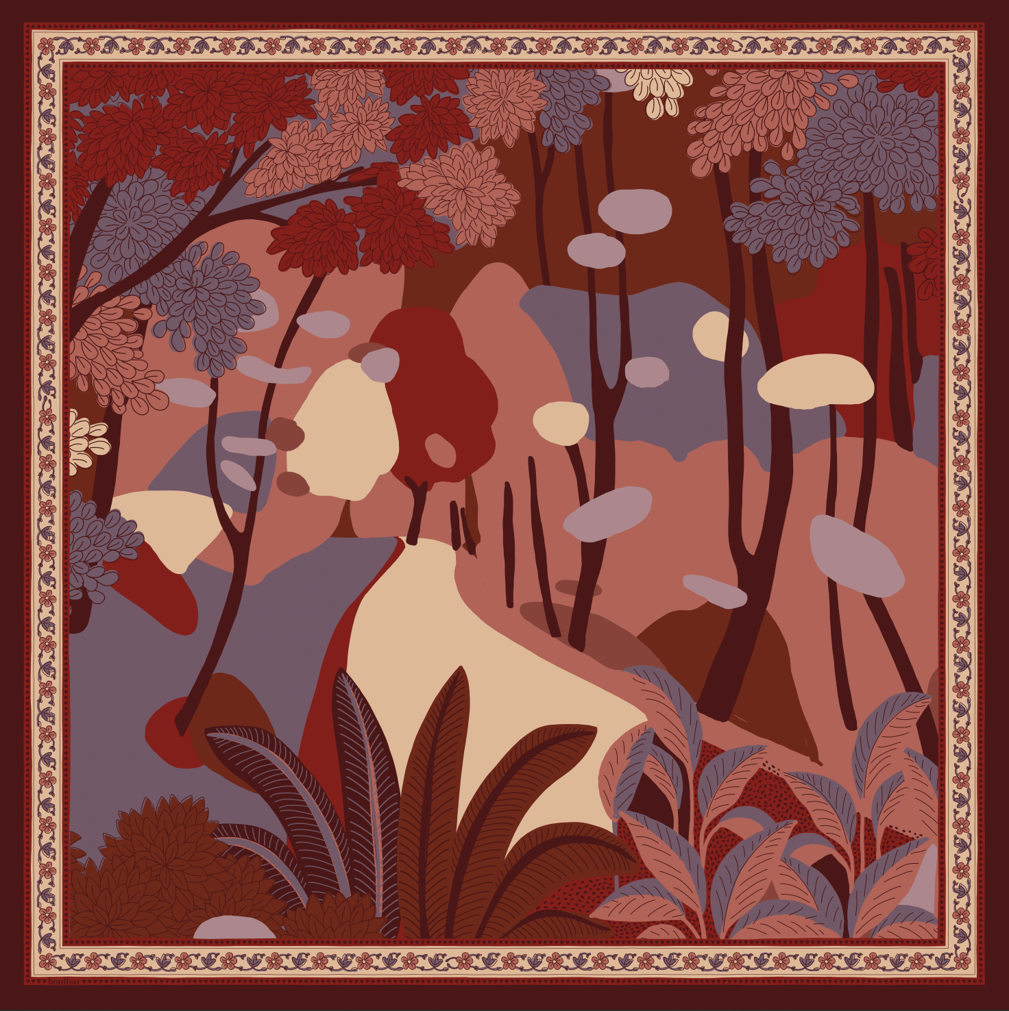 Grand foulard coton buda rouge - boulbar.fr