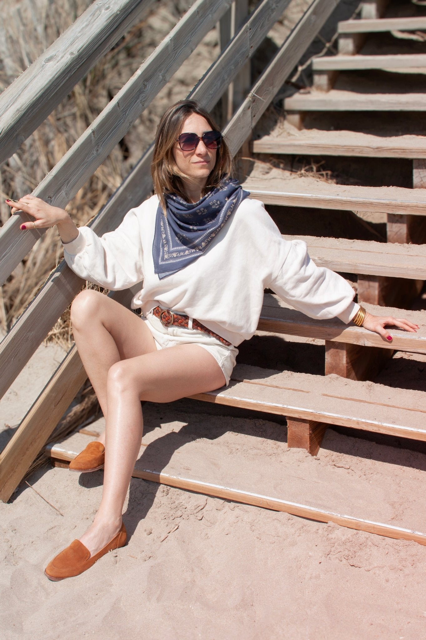 Grand foulard coton - Fleurs Indiennes bleu - boulbar.fr