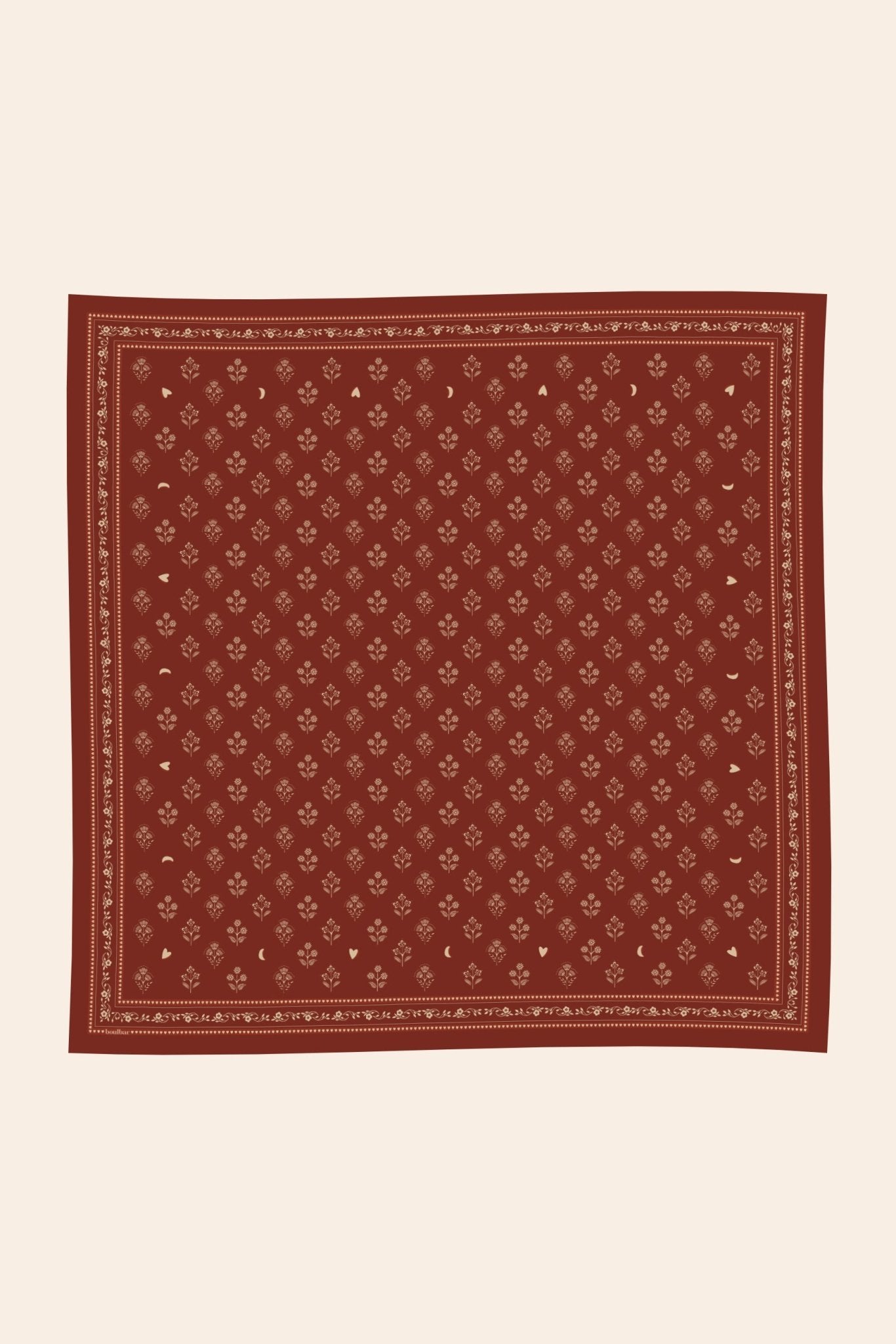 Grand foulard coton - Fleurs Indiennes brique - boulbar.fr