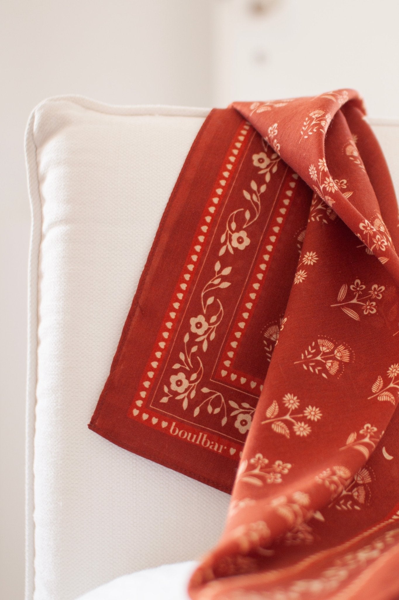 Grand foulard coton - Fleurs Indiennes brique - boulbar.fr