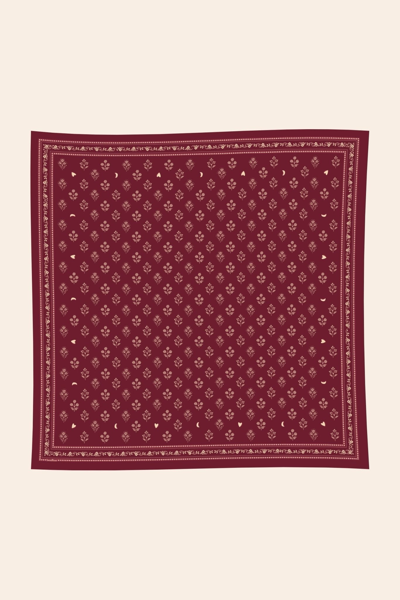 Grand foulard coton - Fleurs Indiennes magenta - boulbar.fr