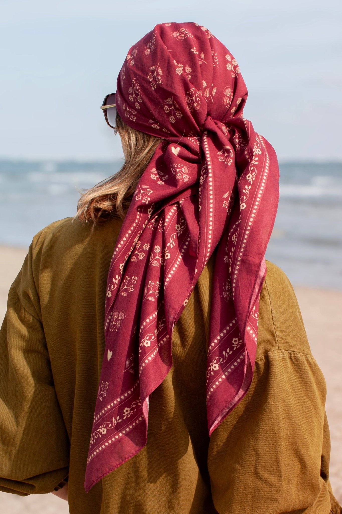 Grand foulard coton - Fleurs Indiennes magenta - boulbar.fr