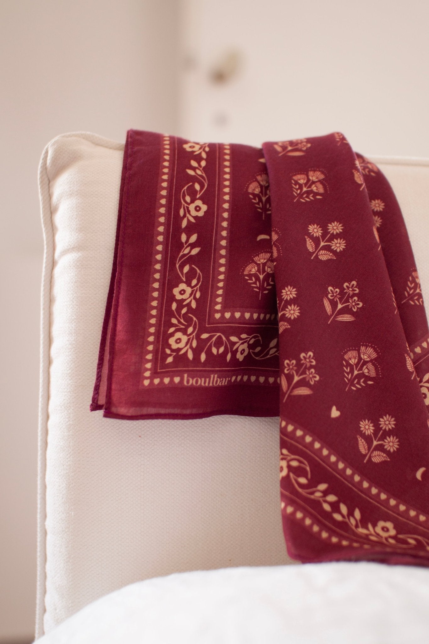 Grand foulard coton - Fleurs Indiennes magenta - boulbar.fr