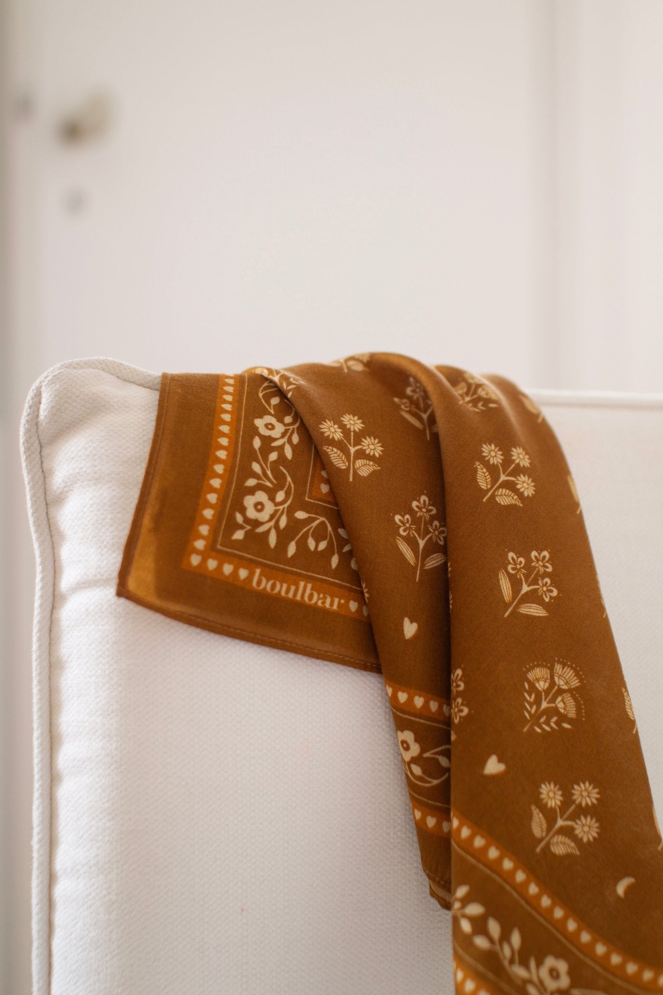Grand foulard coton - Fleurs Indiennes safran - boulbar.fr