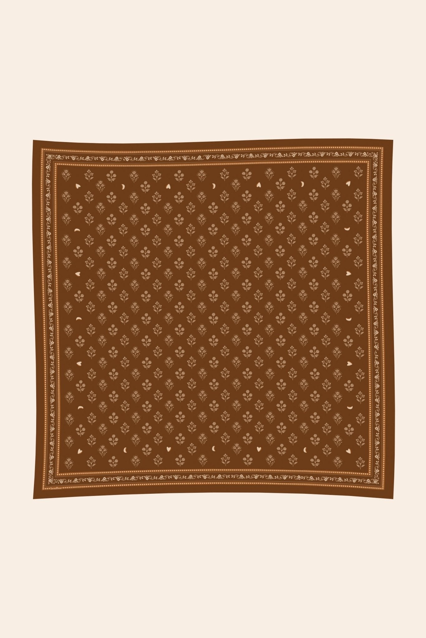 Grand foulard coton - Fleurs Indiennes safran - boulbar.fr