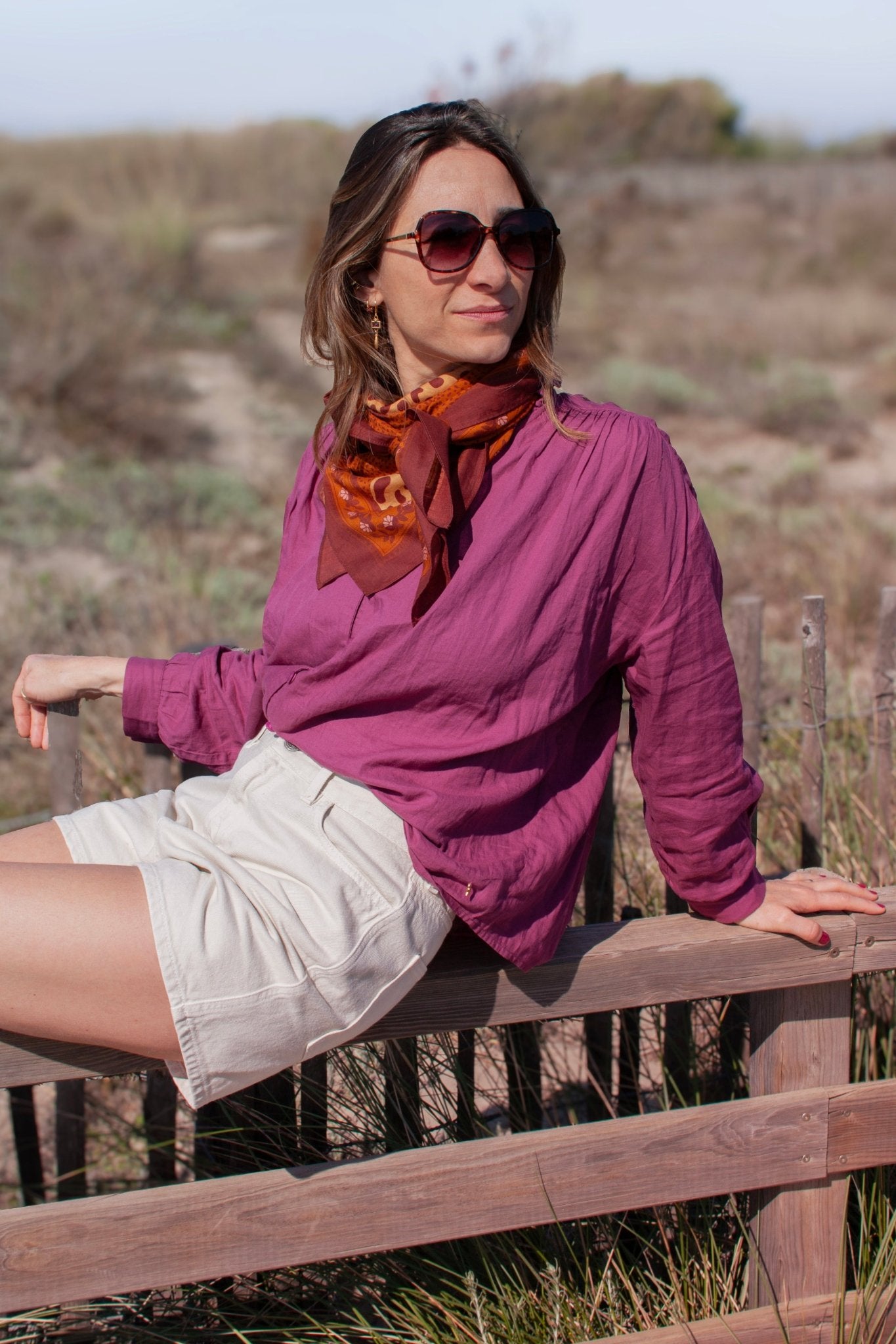 Grand foulard coton - Léopards camel - boulbar.fr