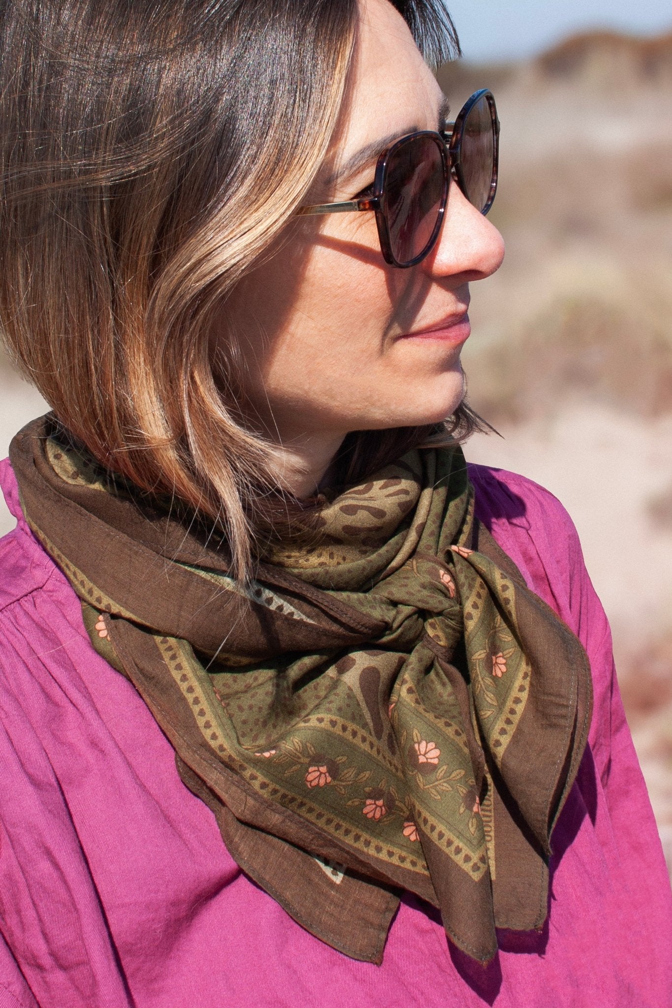 Grand foulard coton - Léopards kaki - boulbar.fr