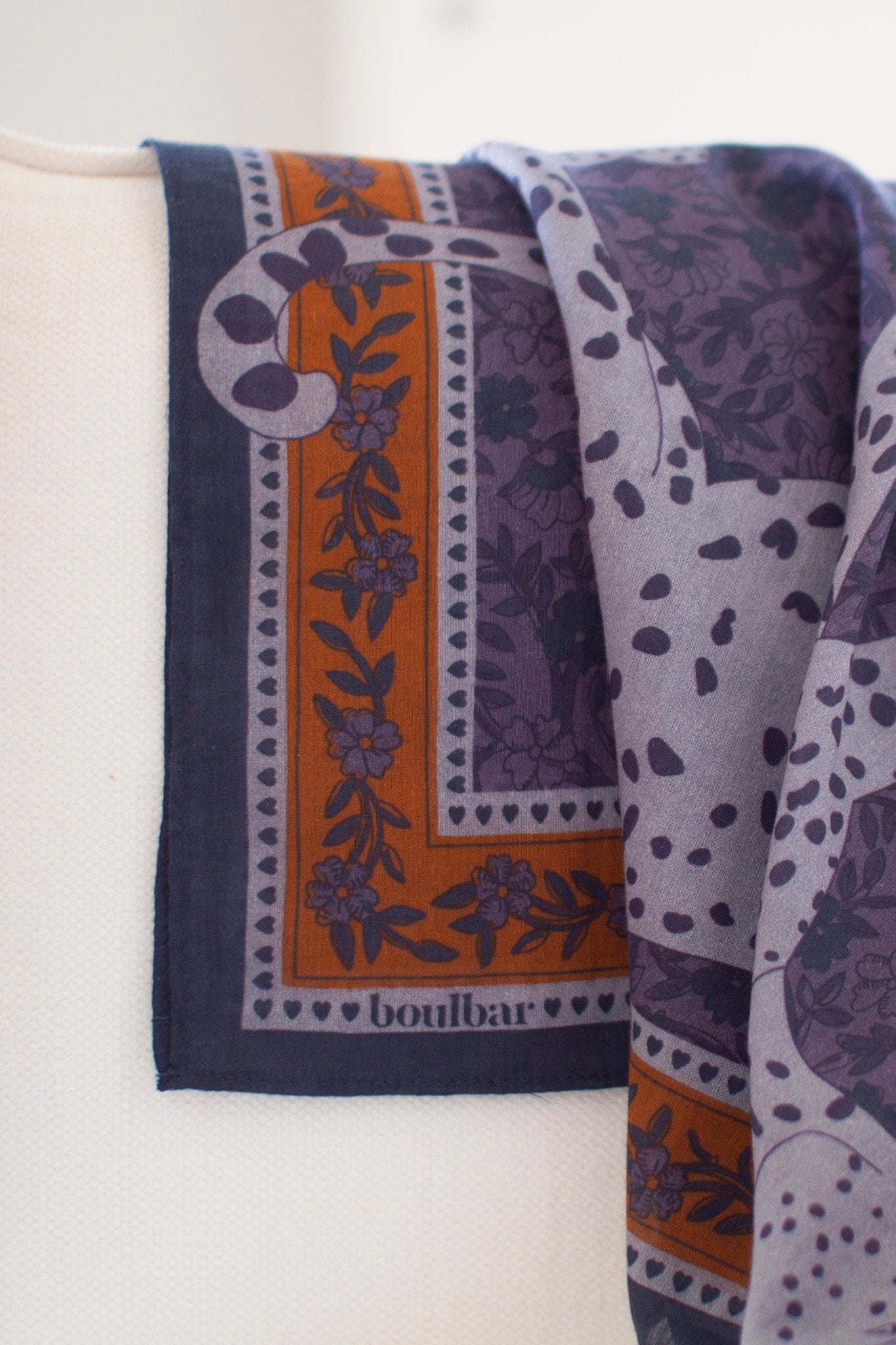 Grand foulard coton - Léopards Keya bleu - boulbar.fr