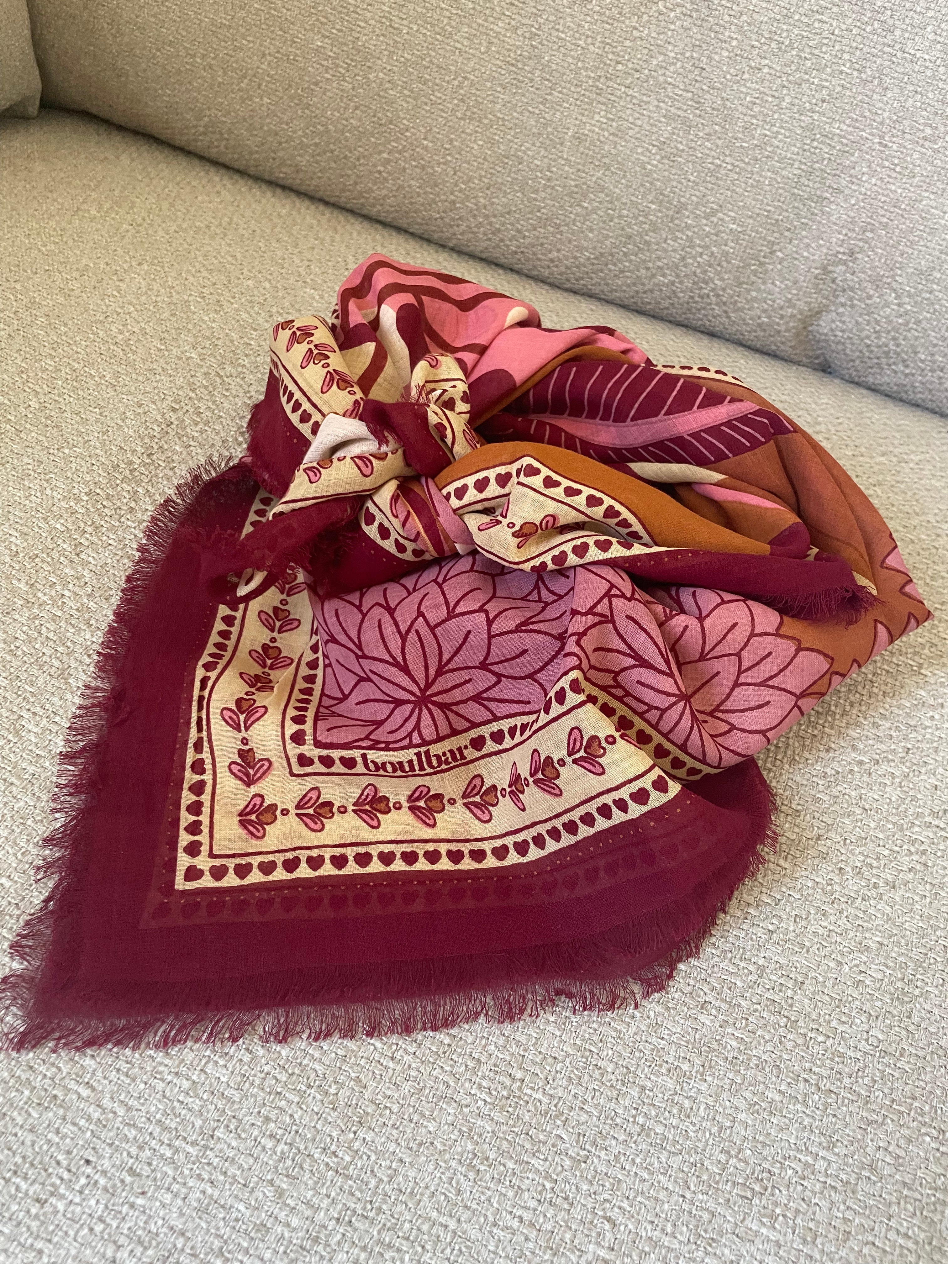 Grand foulard voile de coton kumily camel