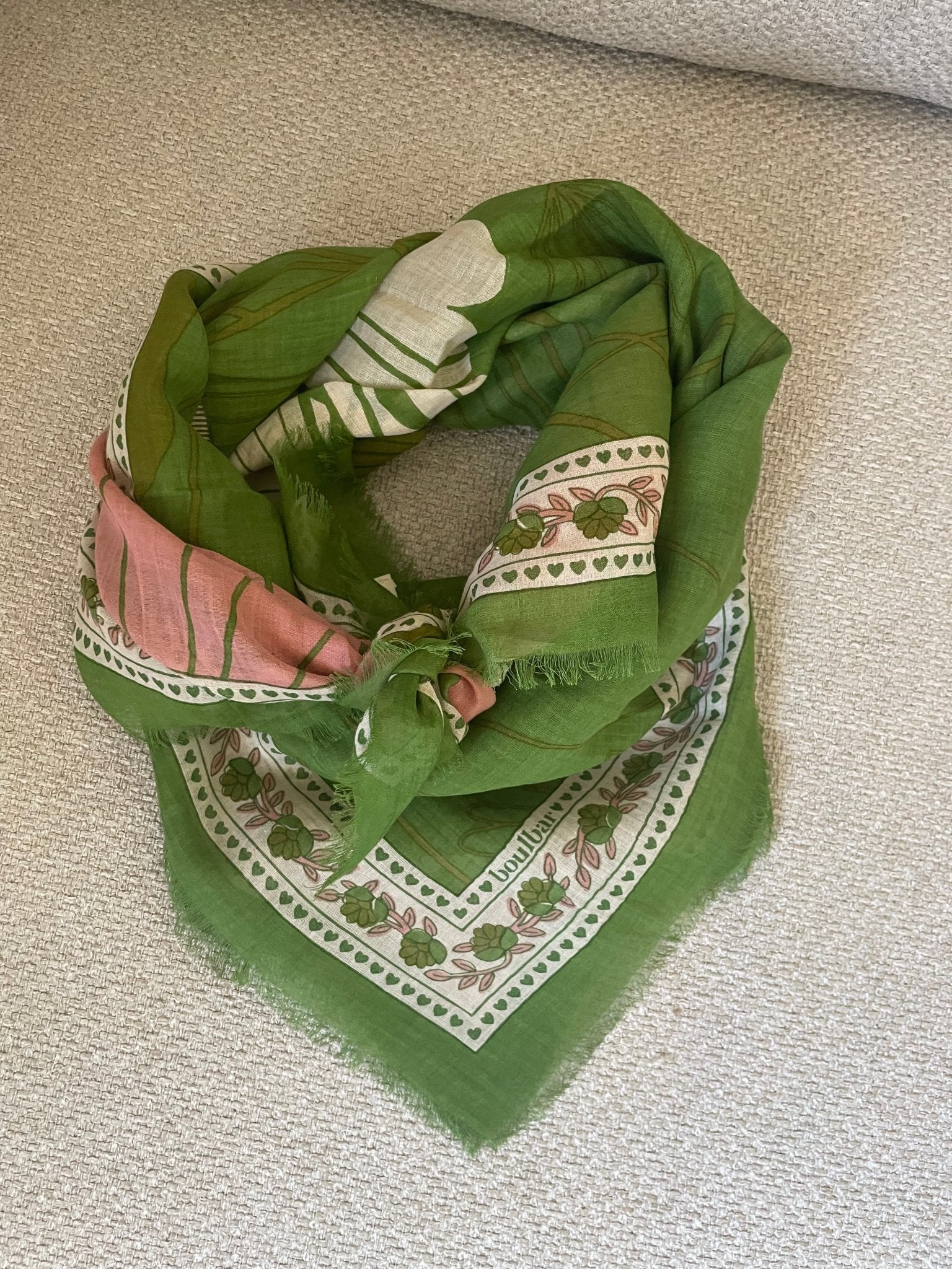 Grand foulard voile de coton méduses vert - boulbar.fr