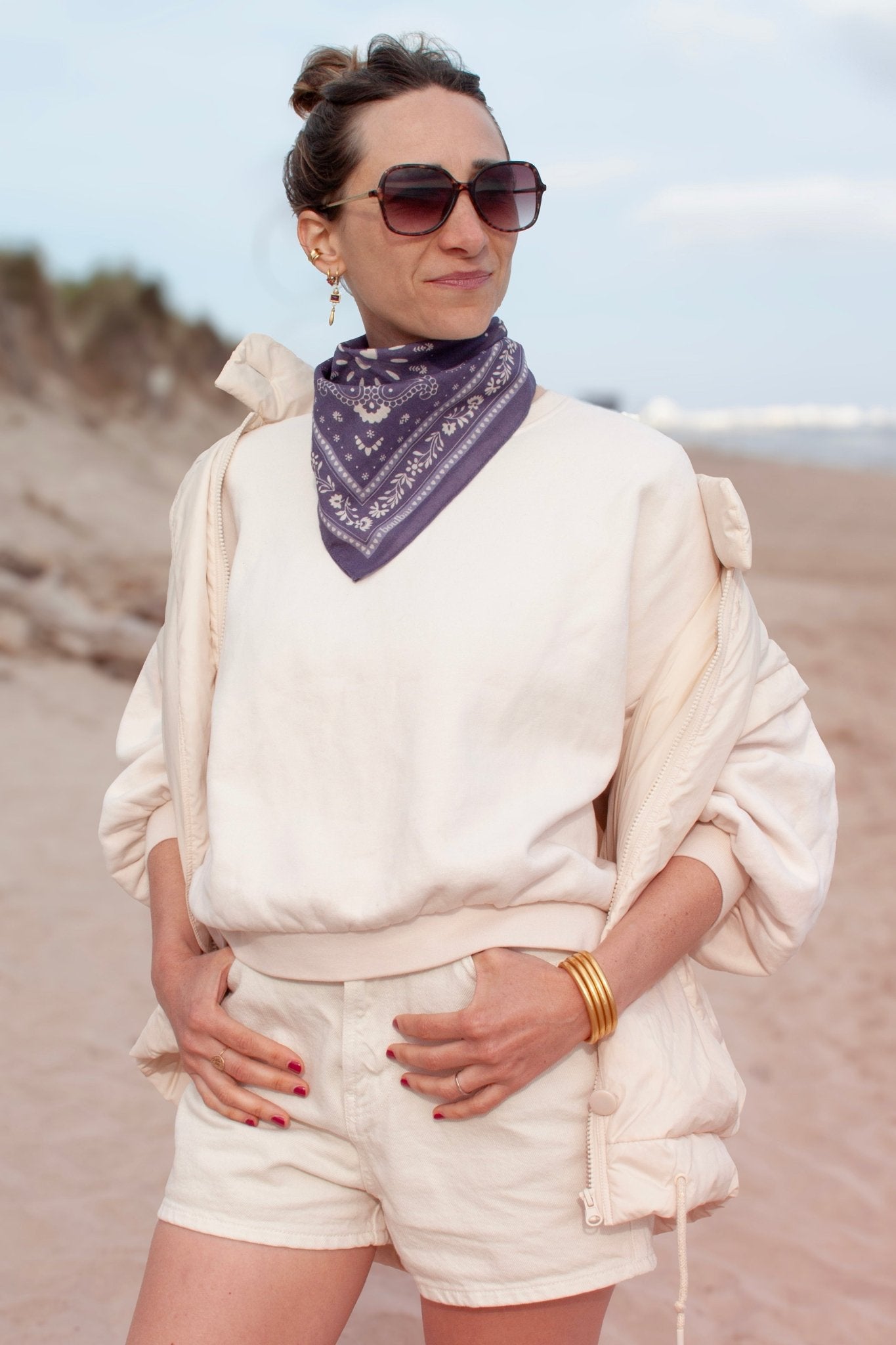 Petit foulard coton - Bandana bleu - boulbar.fr