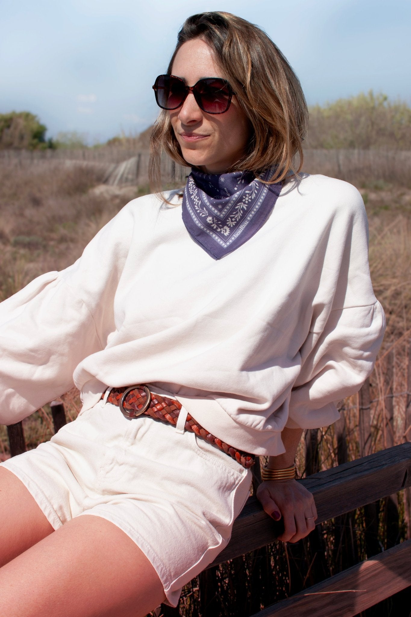 Petit foulard coton - Bandana bleu - boulbar.fr