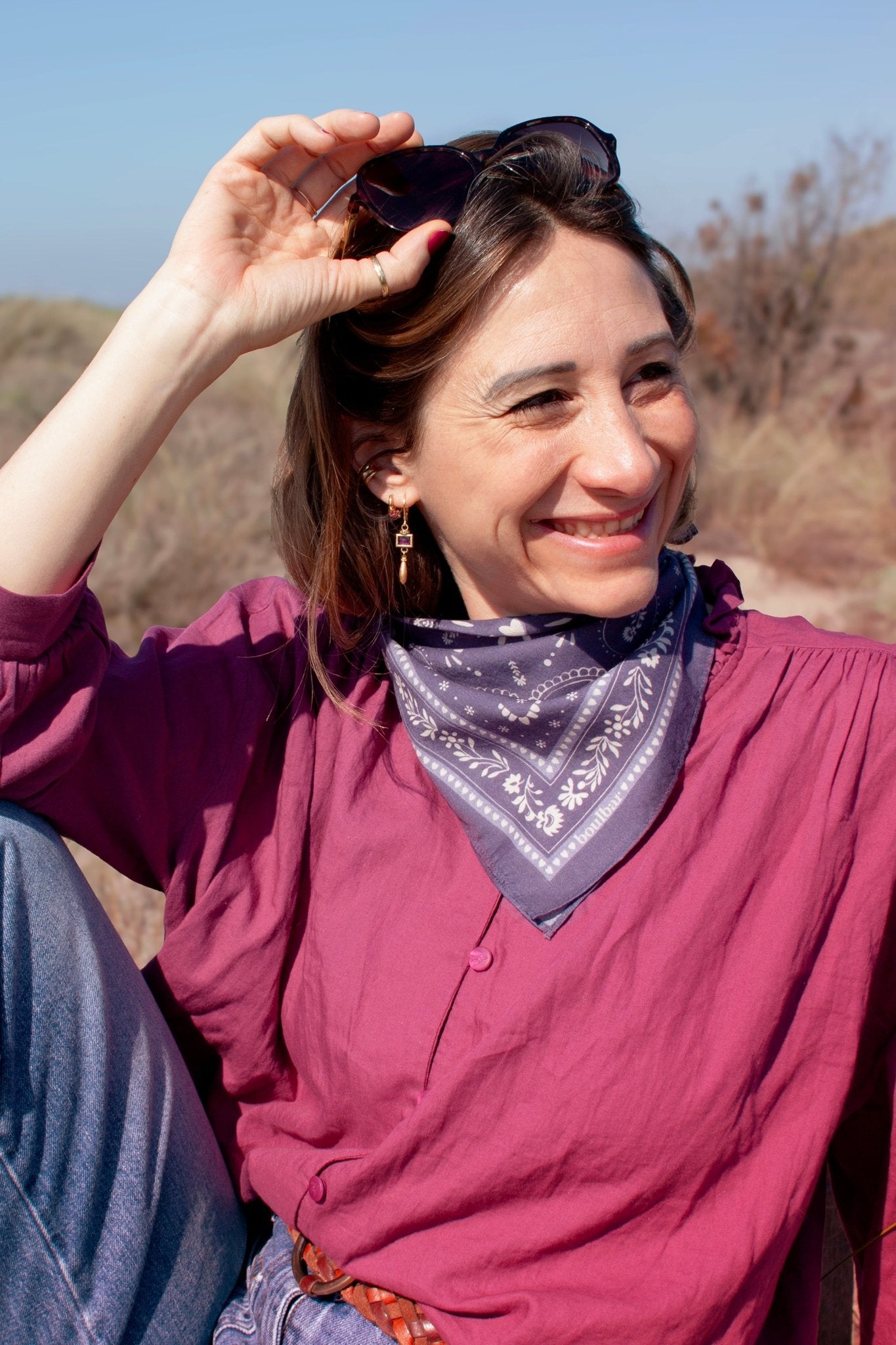 Petit foulard coton - Bandana bleu - boulbar.fr