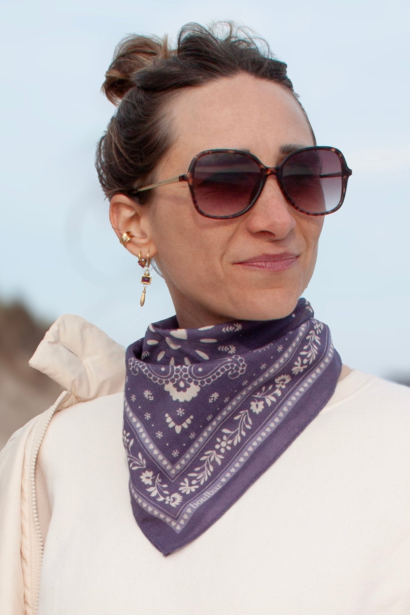 Petit foulard coton - Bandana bleu - boulbar.fr