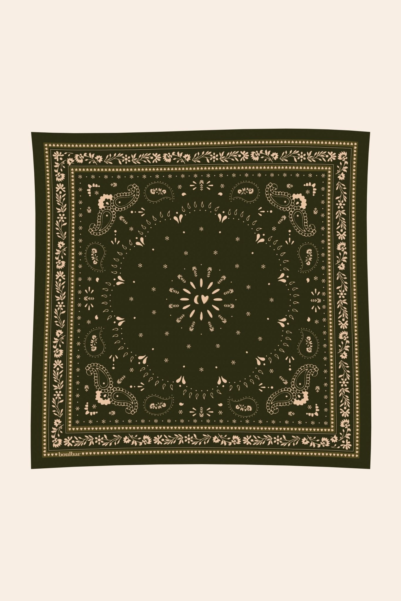 Petit foulard coton - Bandana kaki - boulbar.fr