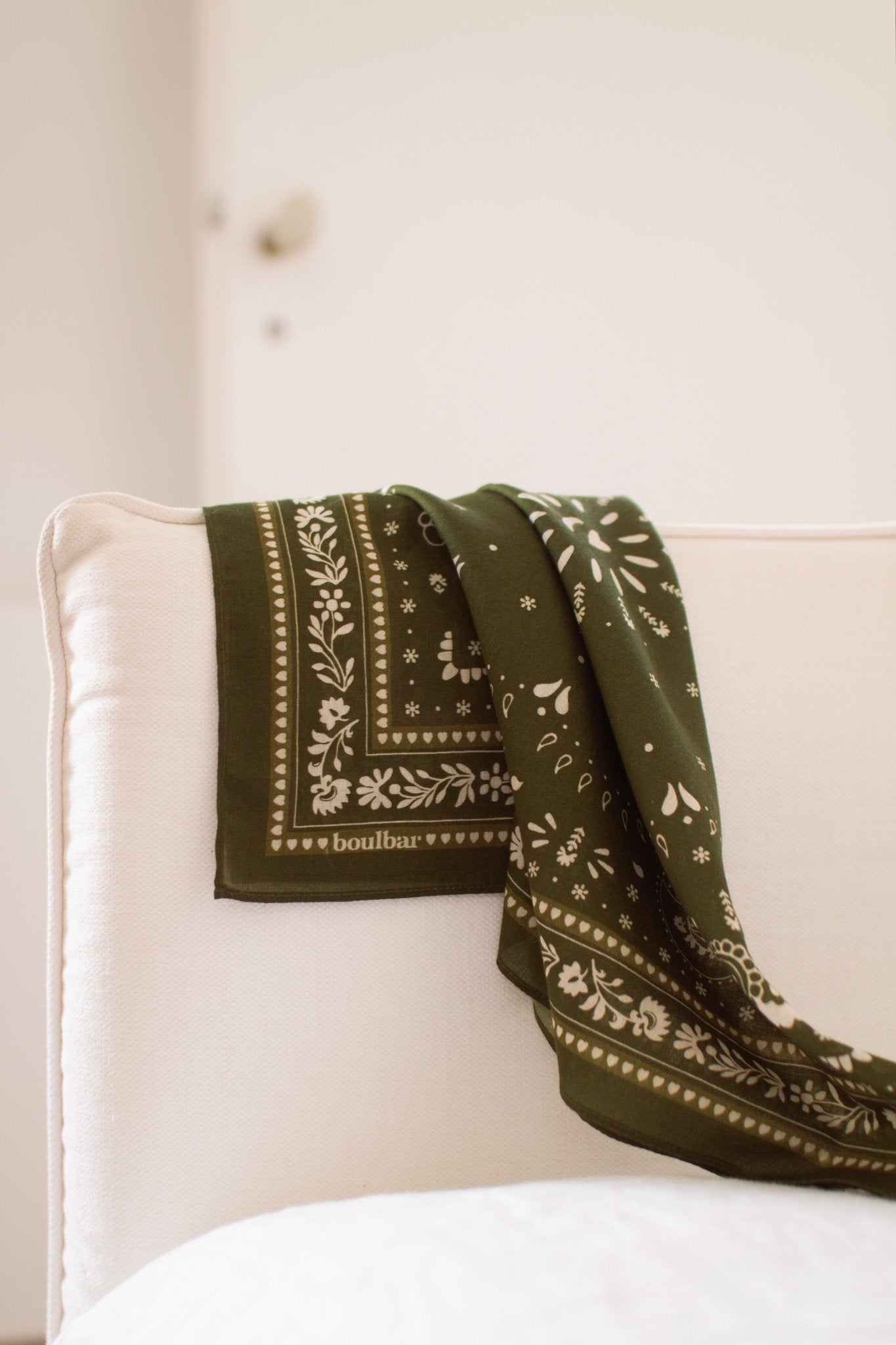 Petit foulard coton - Bandana kaki - boulbar.fr